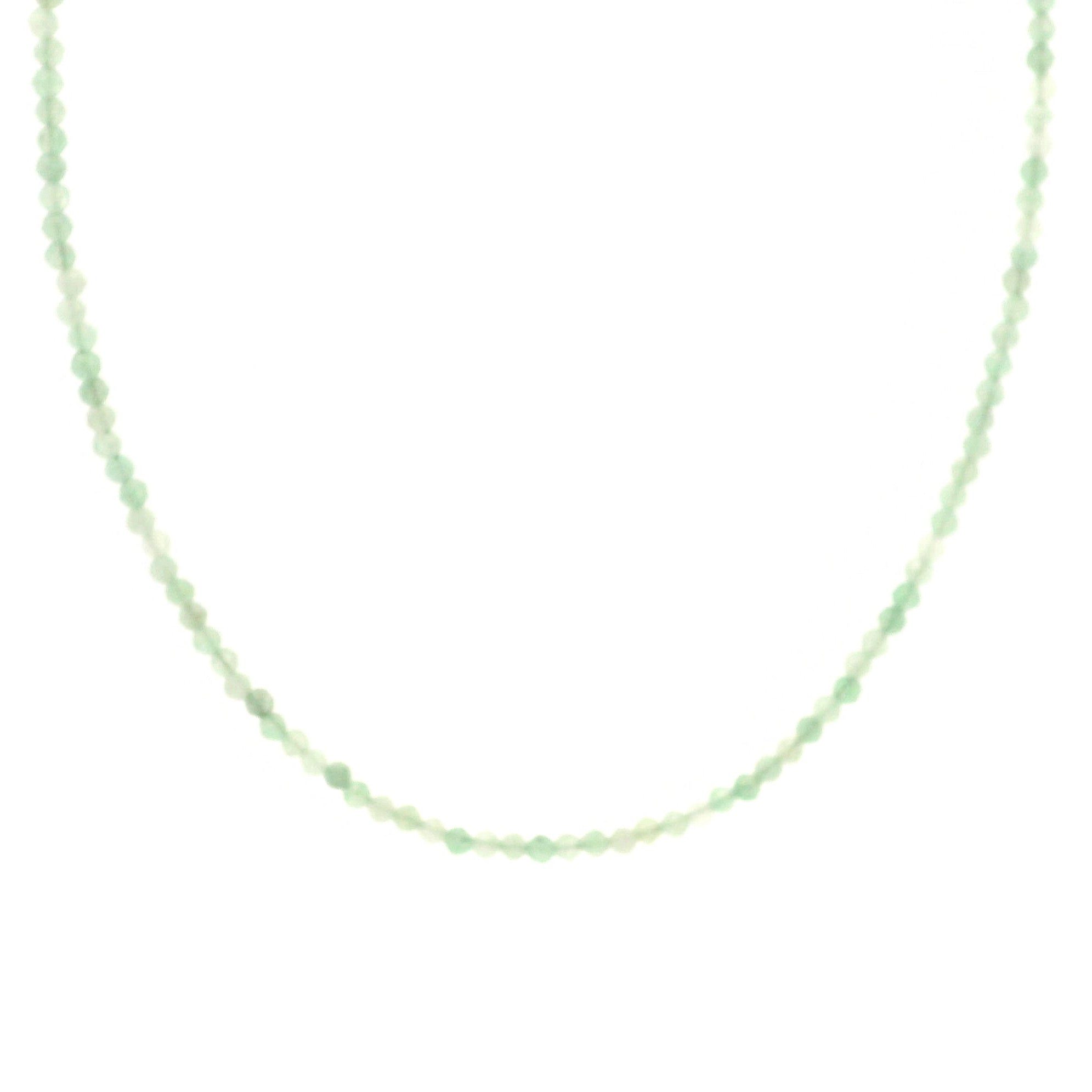 Green Aventurine Micro Faceted Choker/Layering Necklace 925 Silver for New Experiences and Peace