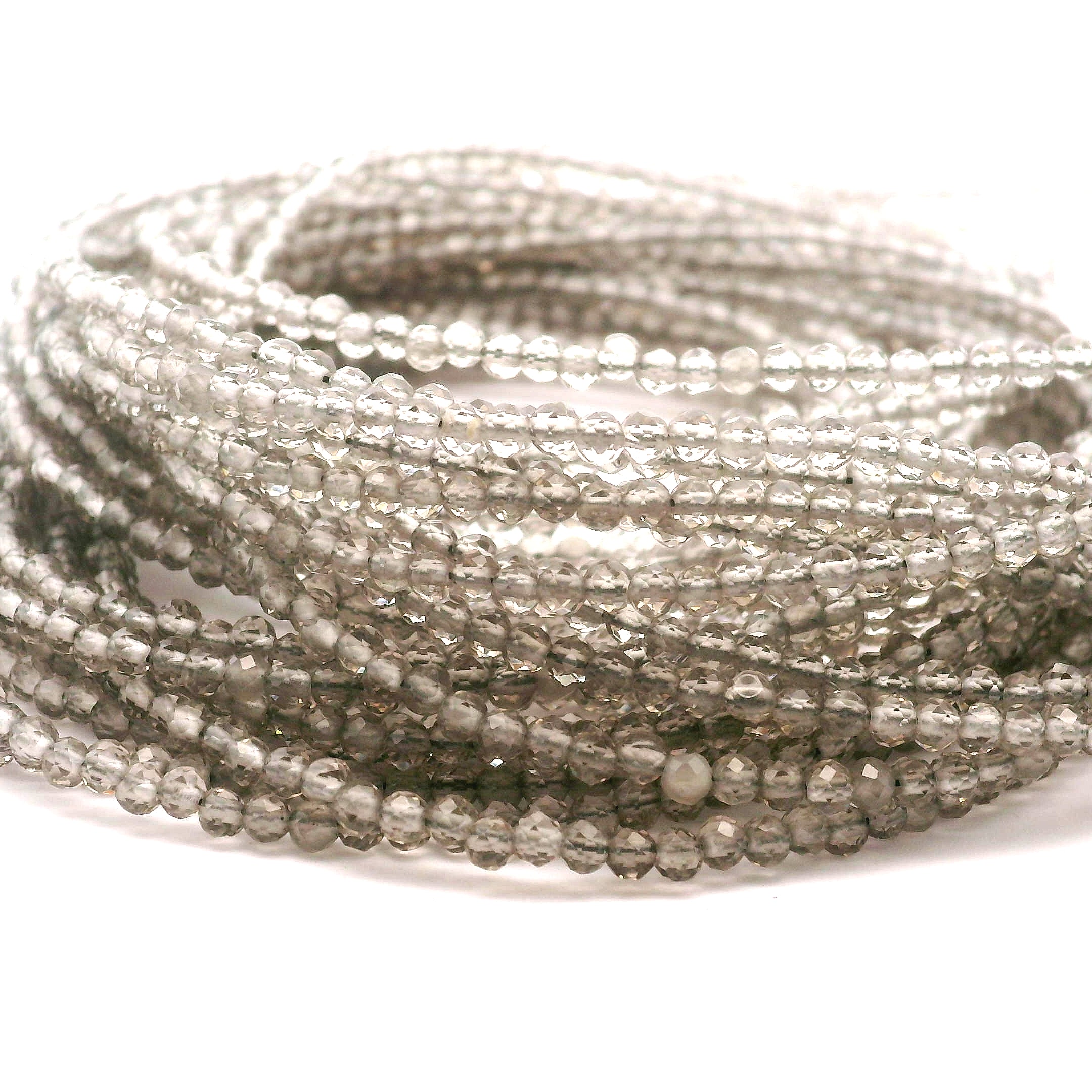 Smoky Quartz Micro Faceted Choker/Layering Necklace 925 Silver for Grounding and Cleansing