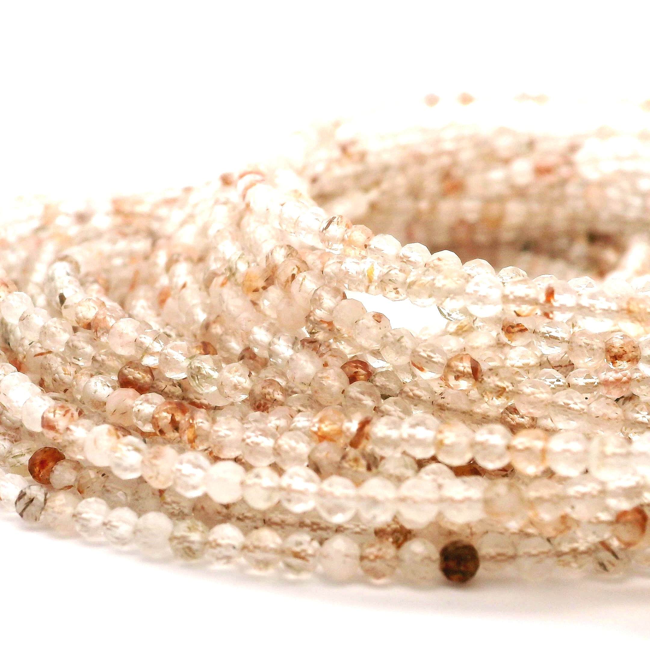 Copper Rutile in Quartz Micro Faceted Choker/Layering Necklace 925 Silver for Compassion & Loyalty