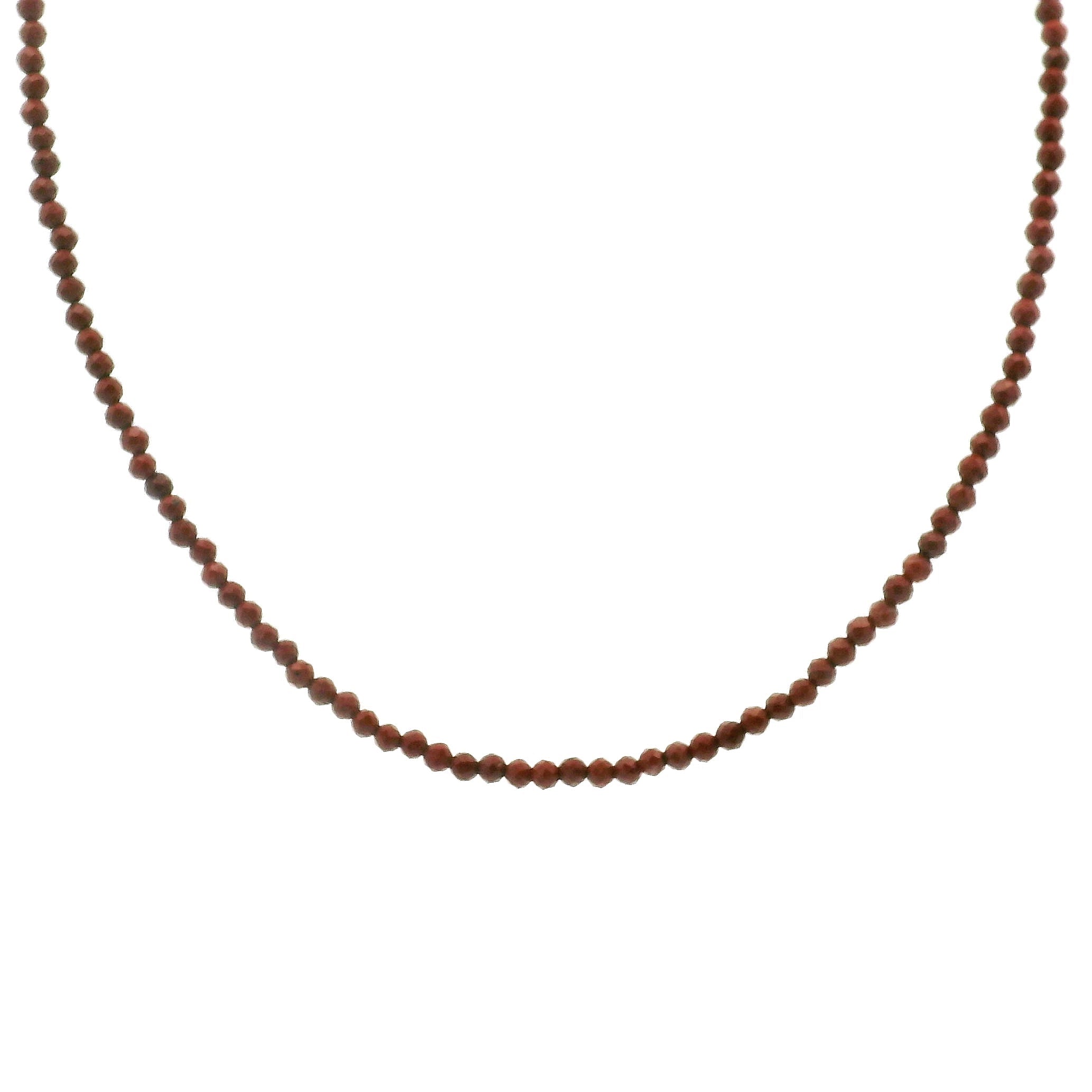 Red Jasper Micro Faceted Choker/Layering Necklace 925 Silver for Good Health and Creativity