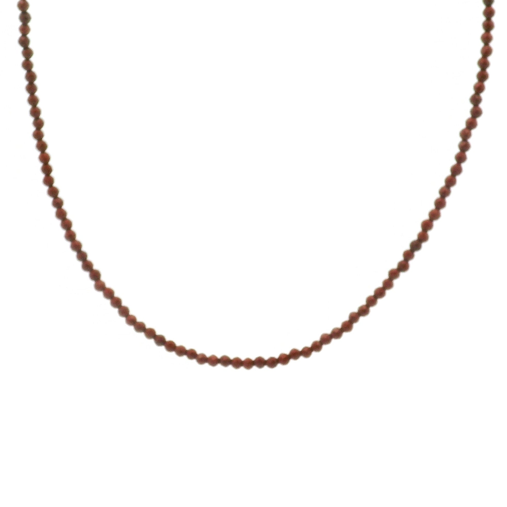 Red Jasper Micro Faceted Choker/Layering Necklace 925 Silver for Good Health and Creativity