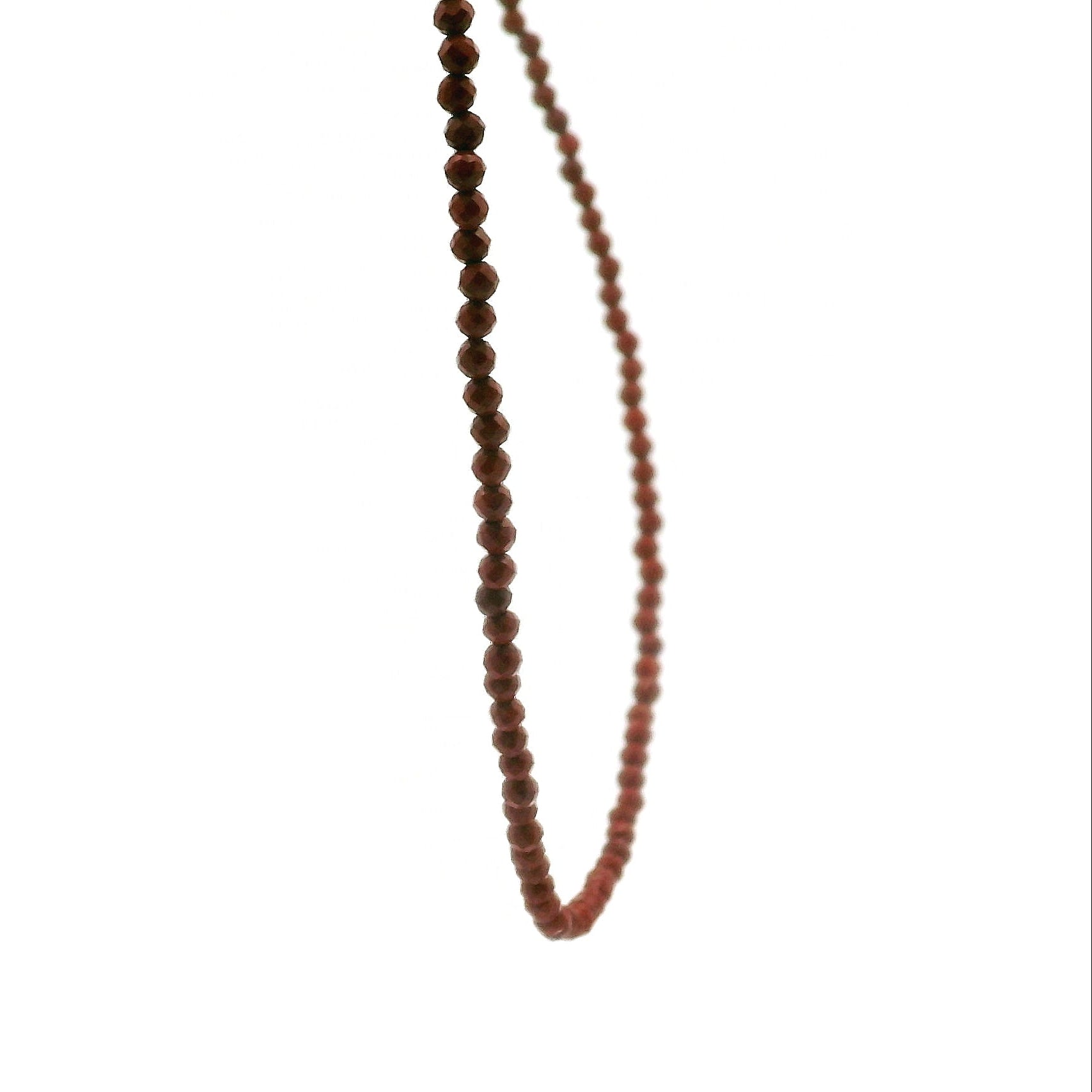 Red Jasper Micro Faceted Choker/Layering Necklace 925 Silver for Good Health and Creativity