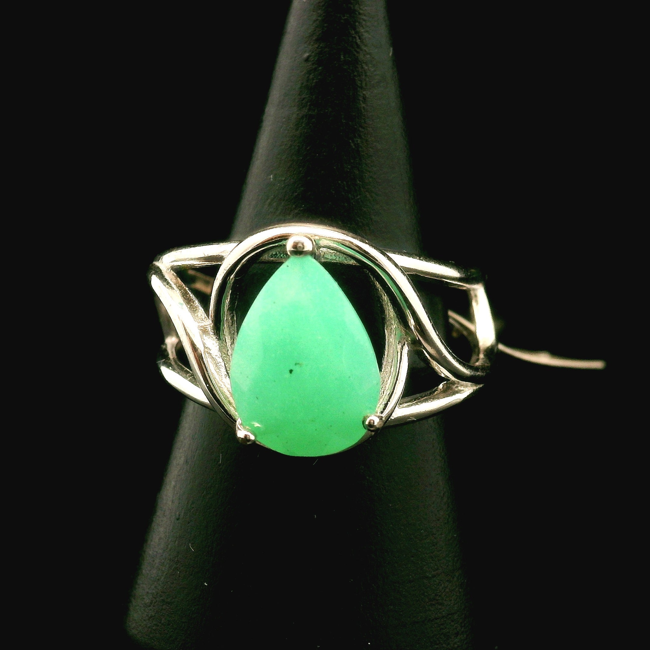 Chrysoprase Faceted Cuff Ring .925 Silver for Healing, Growth and Rebirth
