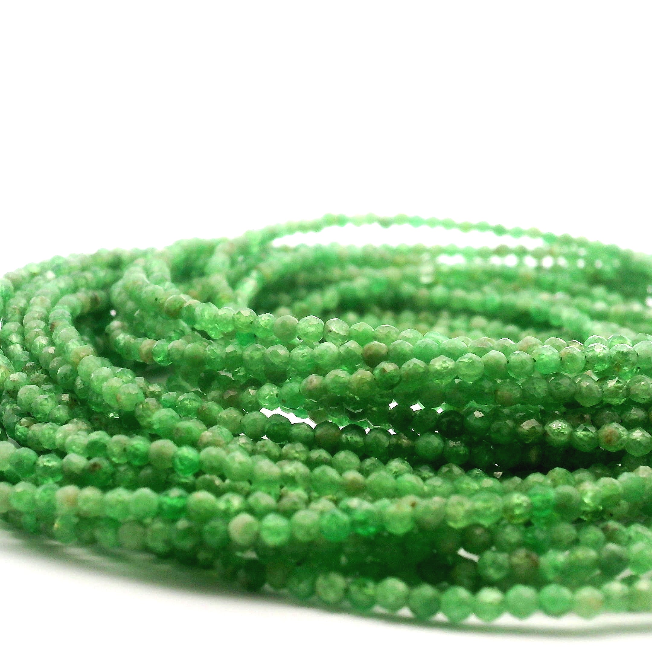 Tsavorite Garnet Micro Faceted Choker/Layering Necklace 925 Silver for Balance and Prosperity