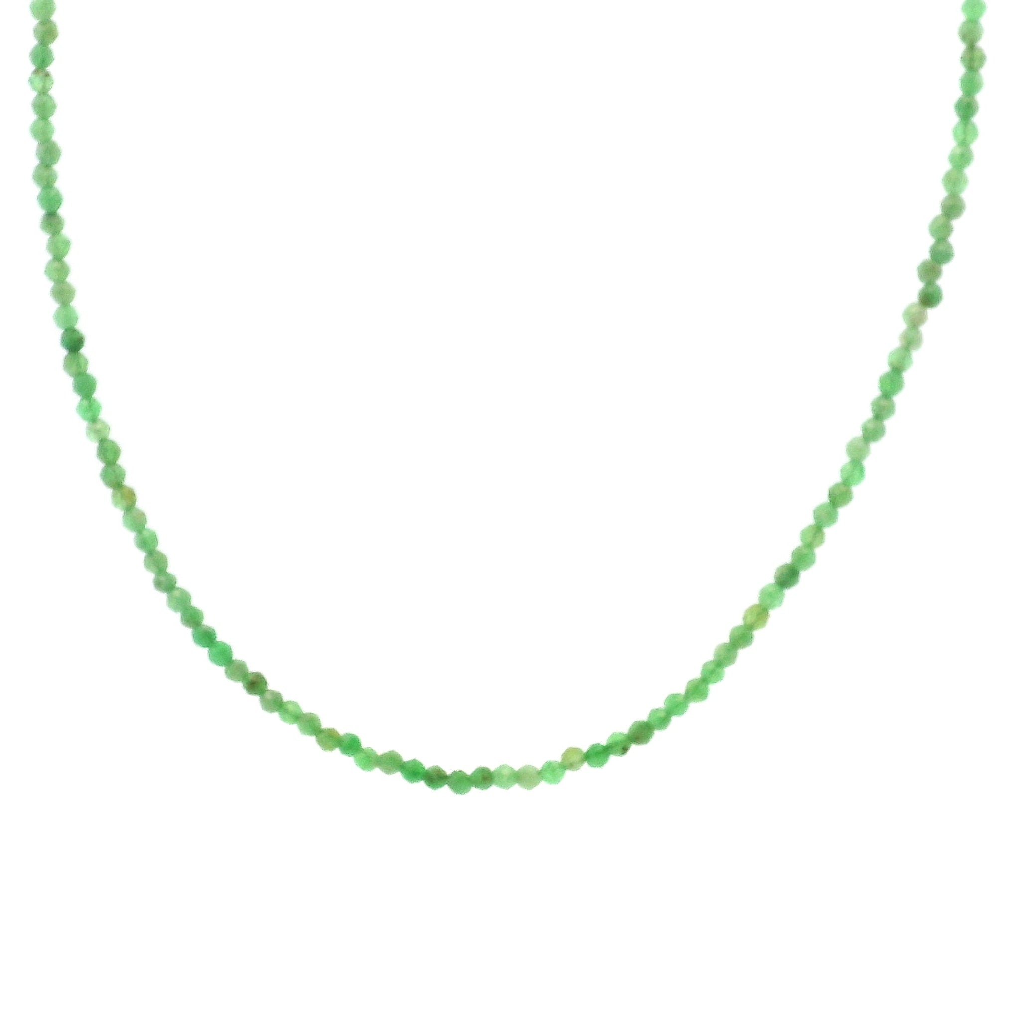 Tsavorite Garnet Micro Faceted Choker/Layering Necklace 925 Silver for Balance and Prosperity