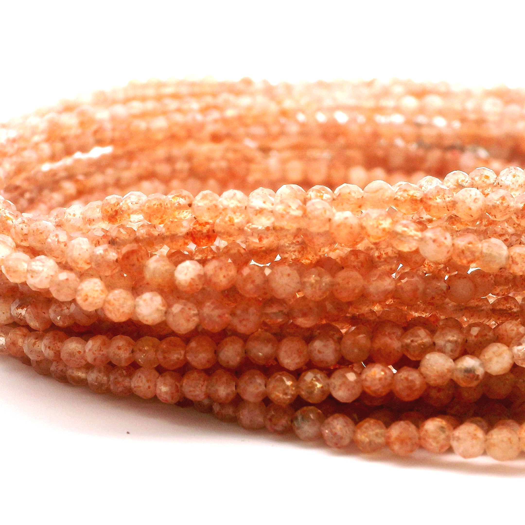 Sunstone Micro Faceted Choker/Layering Necklace 925 Silver for Energy and Vitality