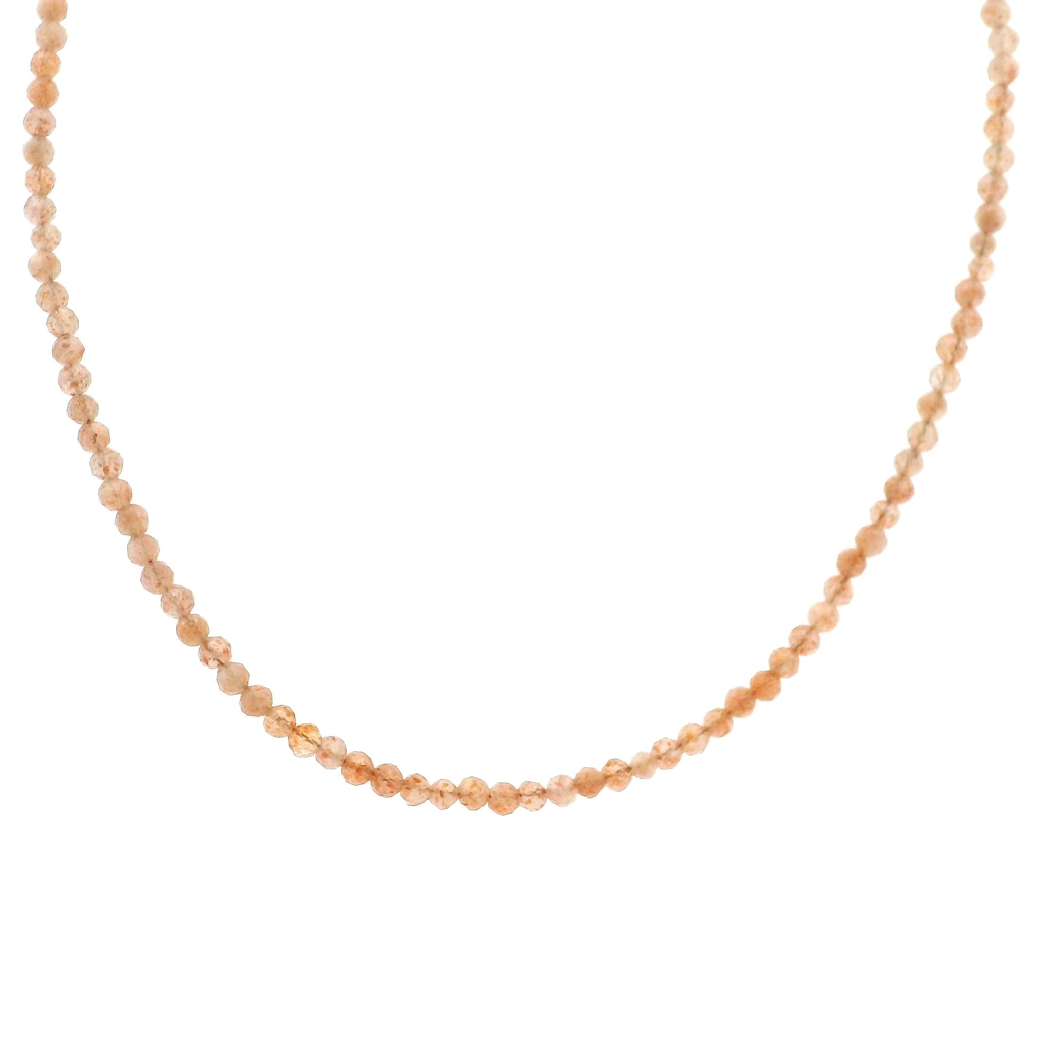 Sunstone Micro Faceted Choker/Layering Necklace 925 Silver for Energy and Vitality