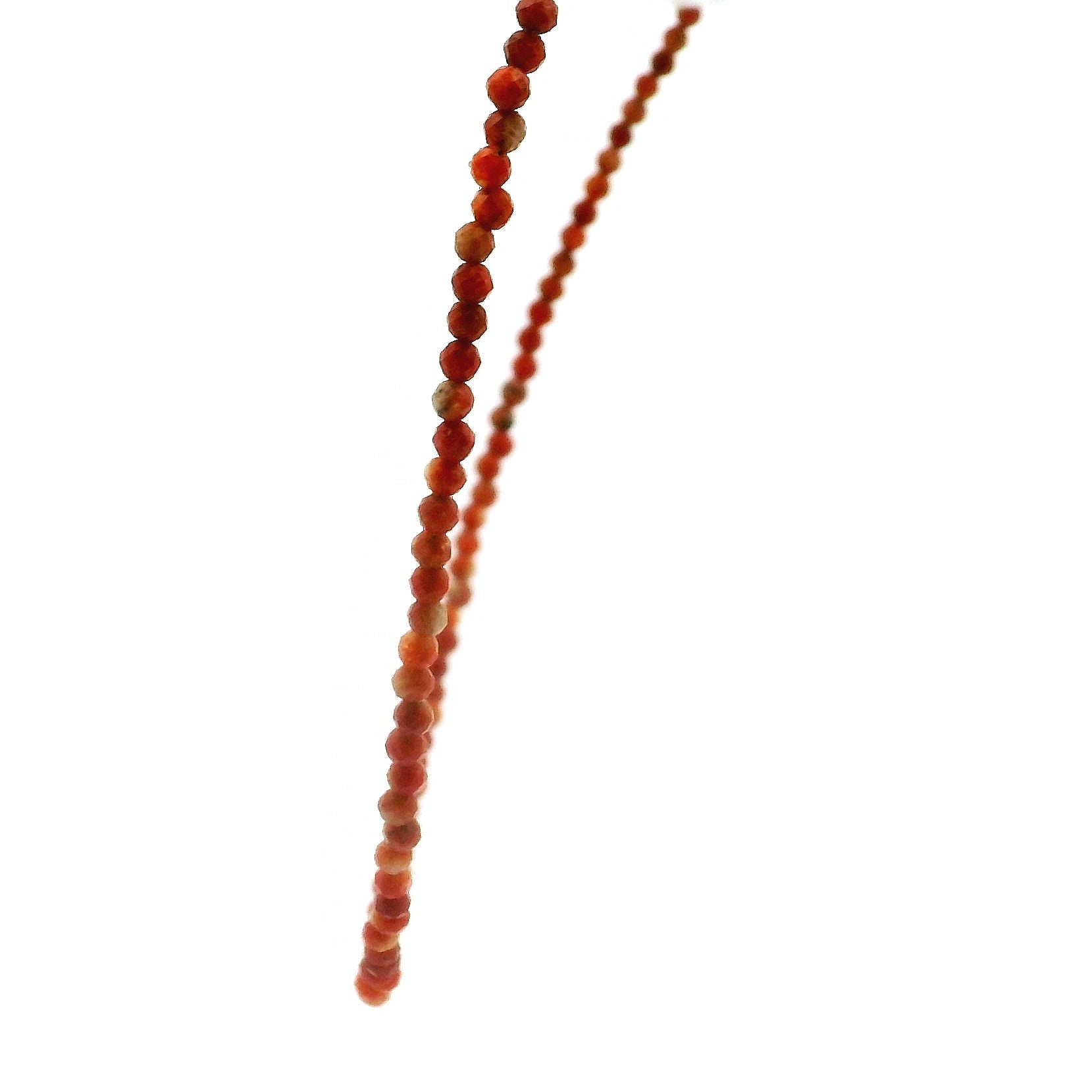 Coral Jasper Micro Faceted Choker/Layering Necklace 925 Silver for Peace and Positivity