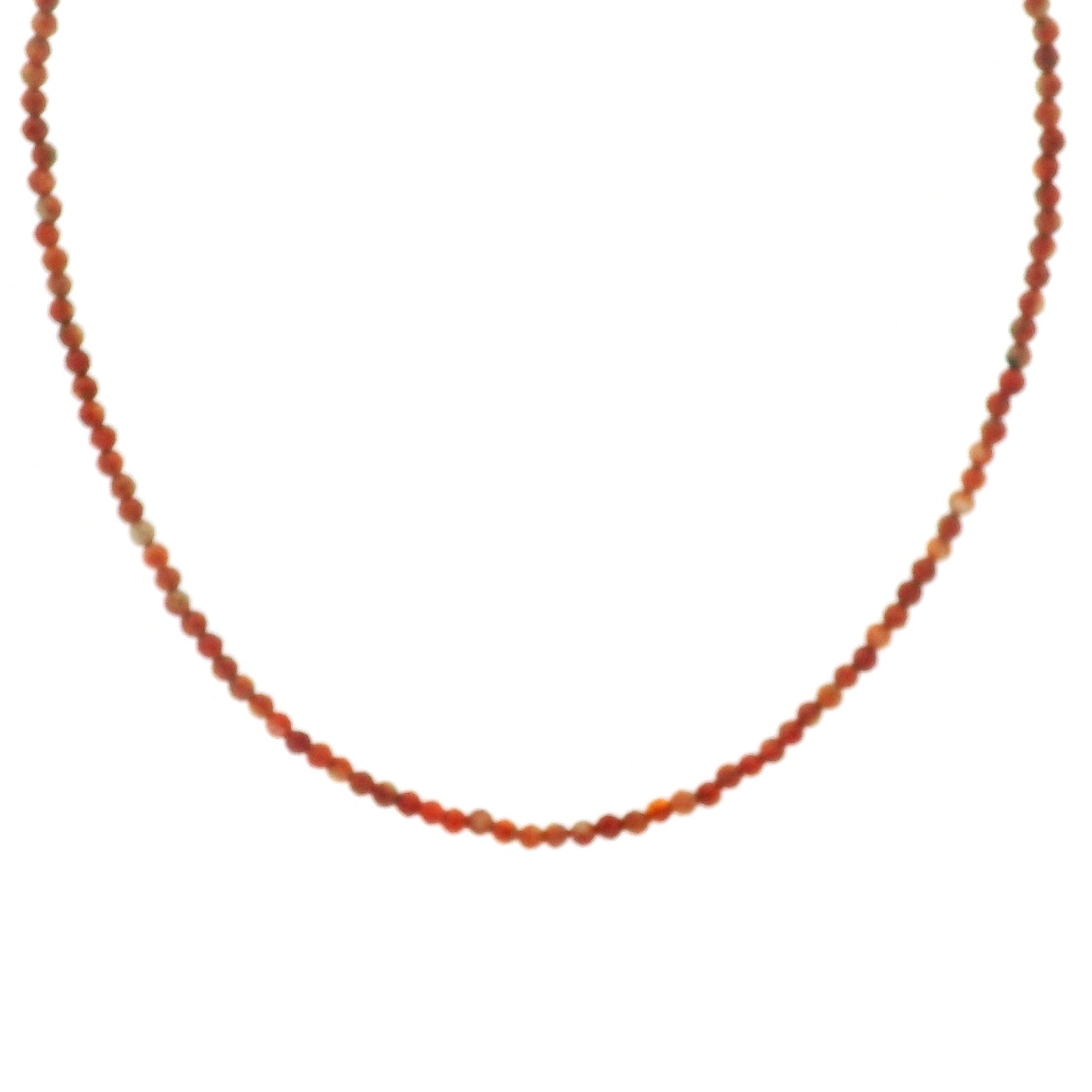 Coral Jasper Micro Faceted Choker/Layering Necklace 925 Silver for Peace and Positivity