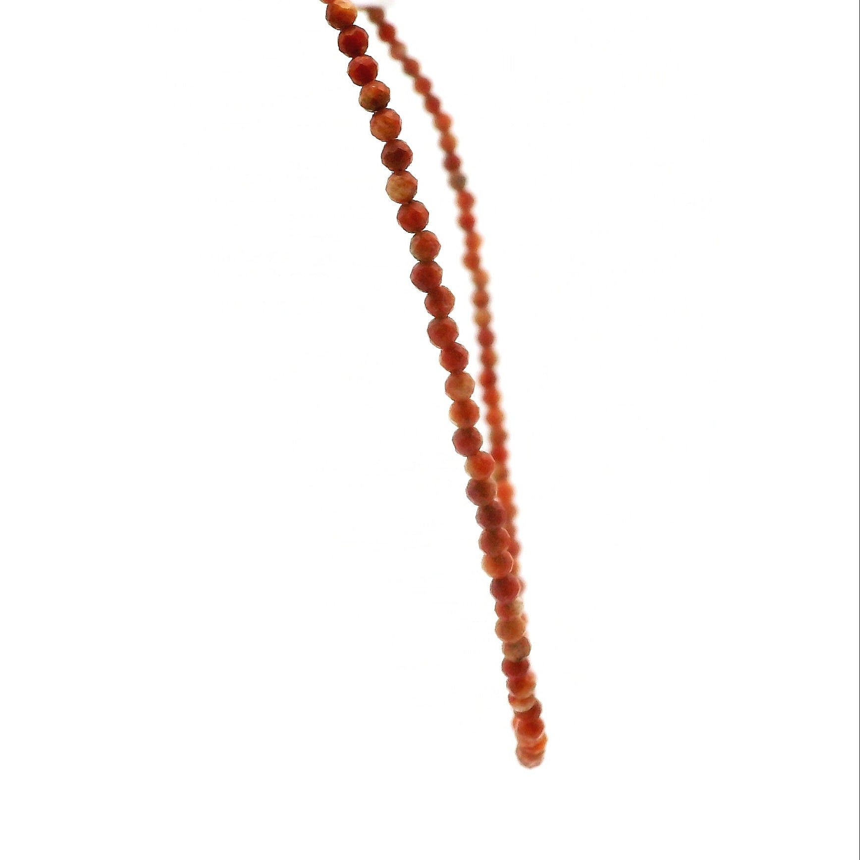 Coral Jasper Micro Faceted Choker/Layering Necklace 925 Silver for Peace and Positivity