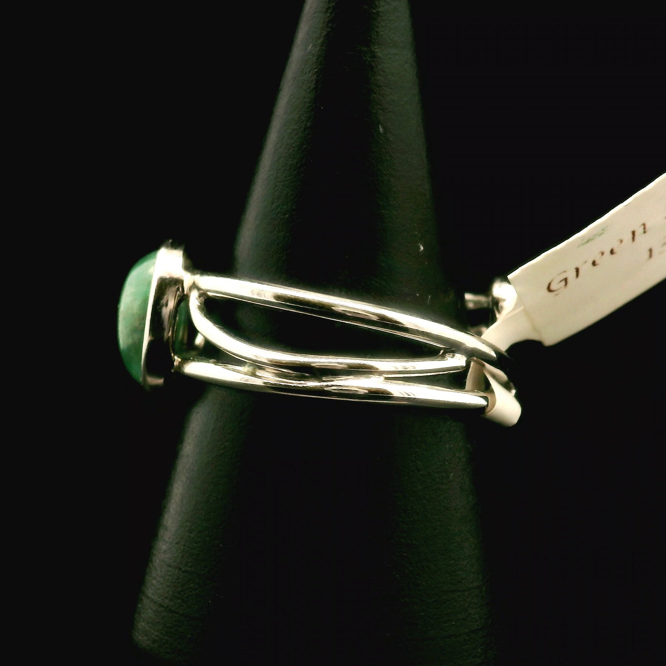 Green Kyanite Cuff Ring .925 Silver for Alignment, Balance and Meditation