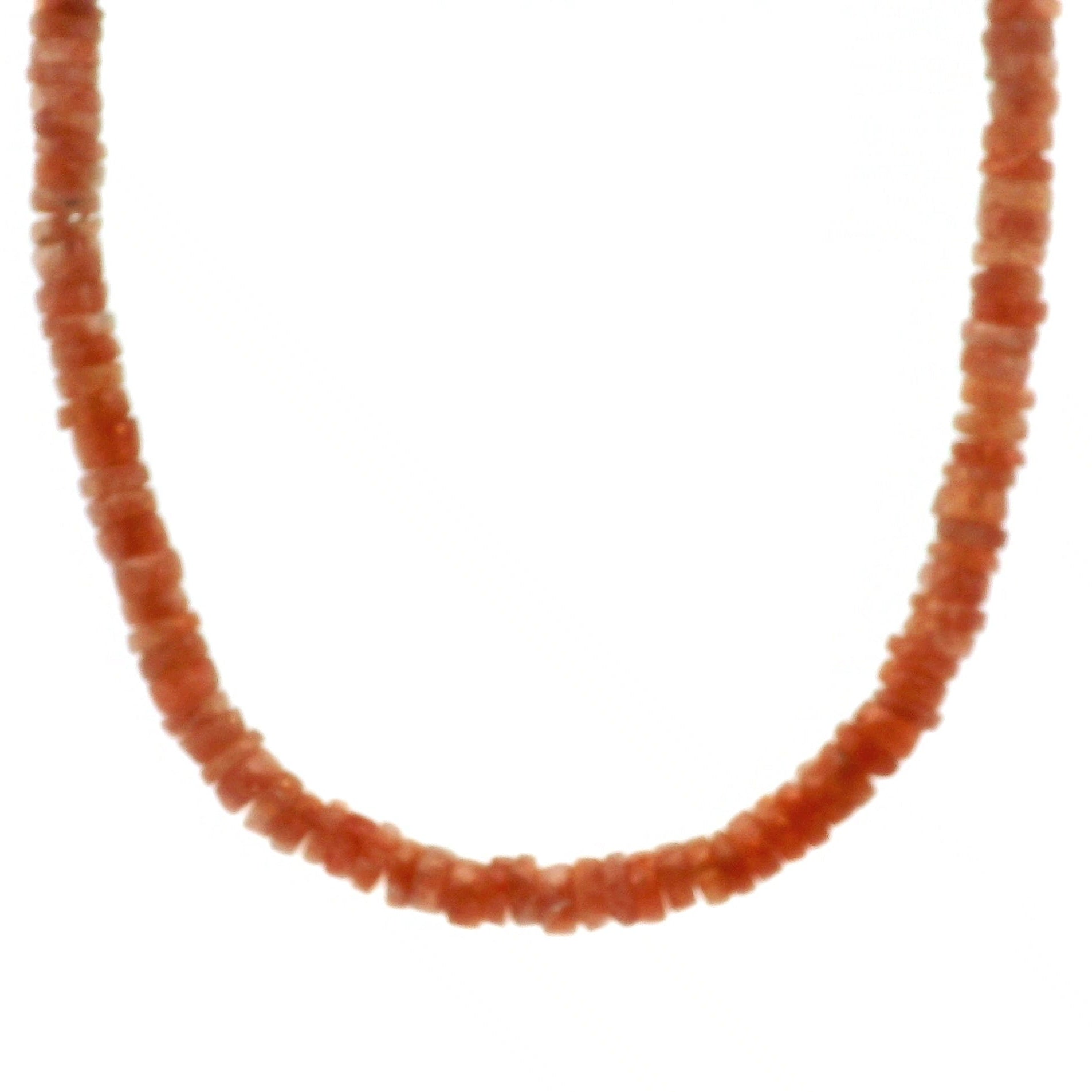 Sunstone Heishi Necklace 925 Silver for Wealth and Prosperity