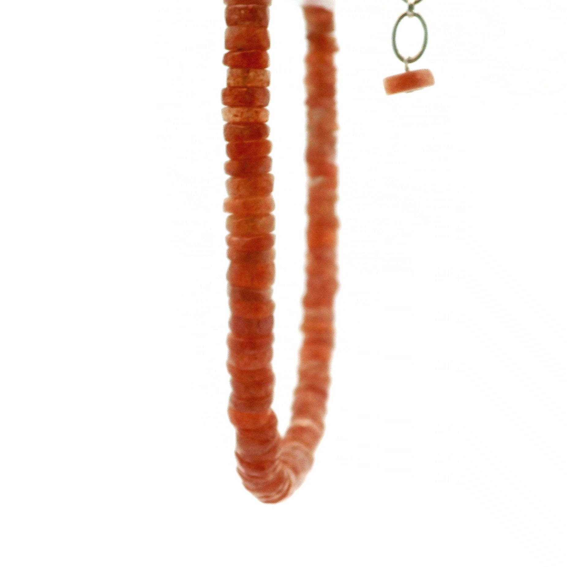 Sunstone Heishi Necklace 925 Silver for Wealth and Prosperity