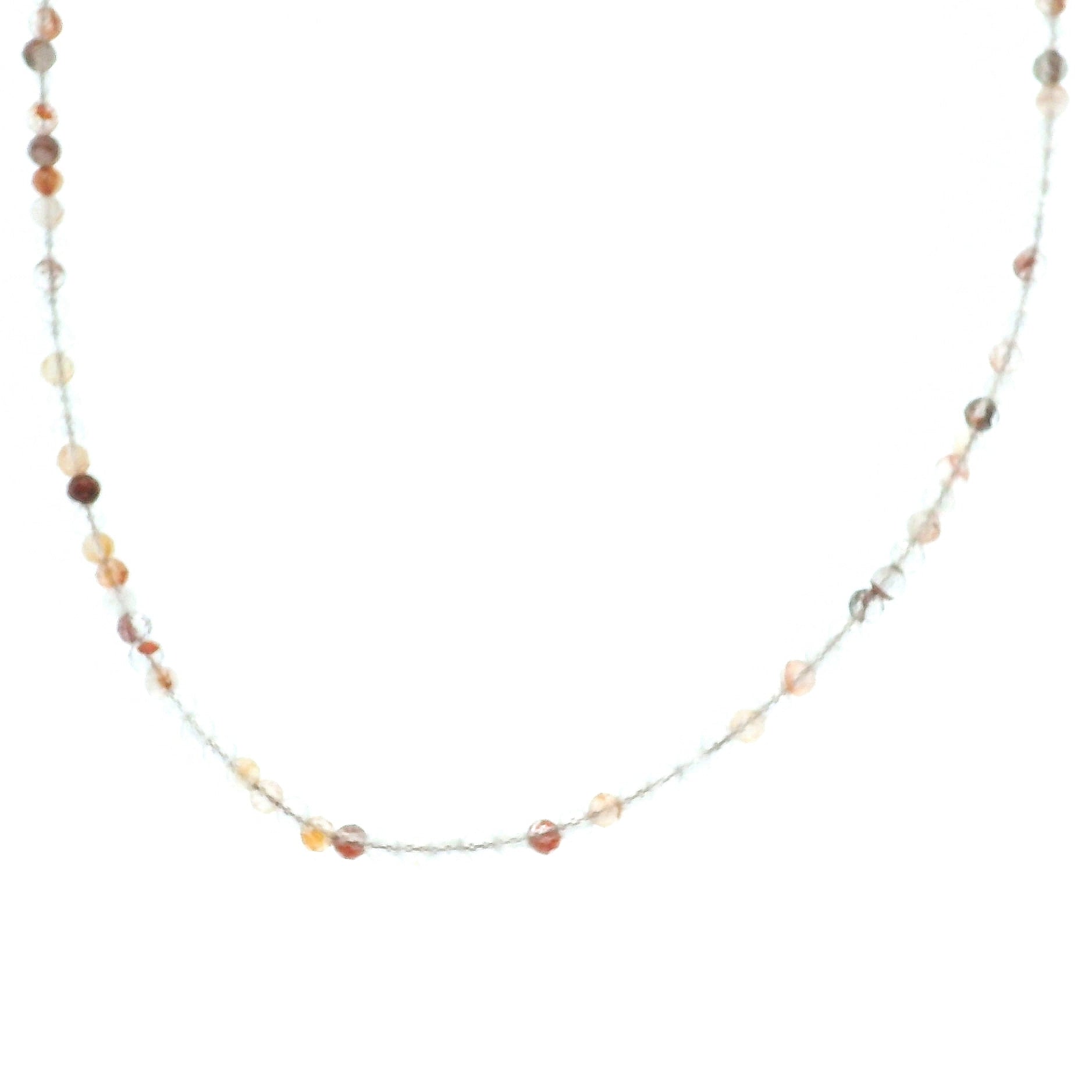 Fire Quartz Micro Faceted Choker/Layering Necklace 925 Silver for Self-Esteem and Protection
