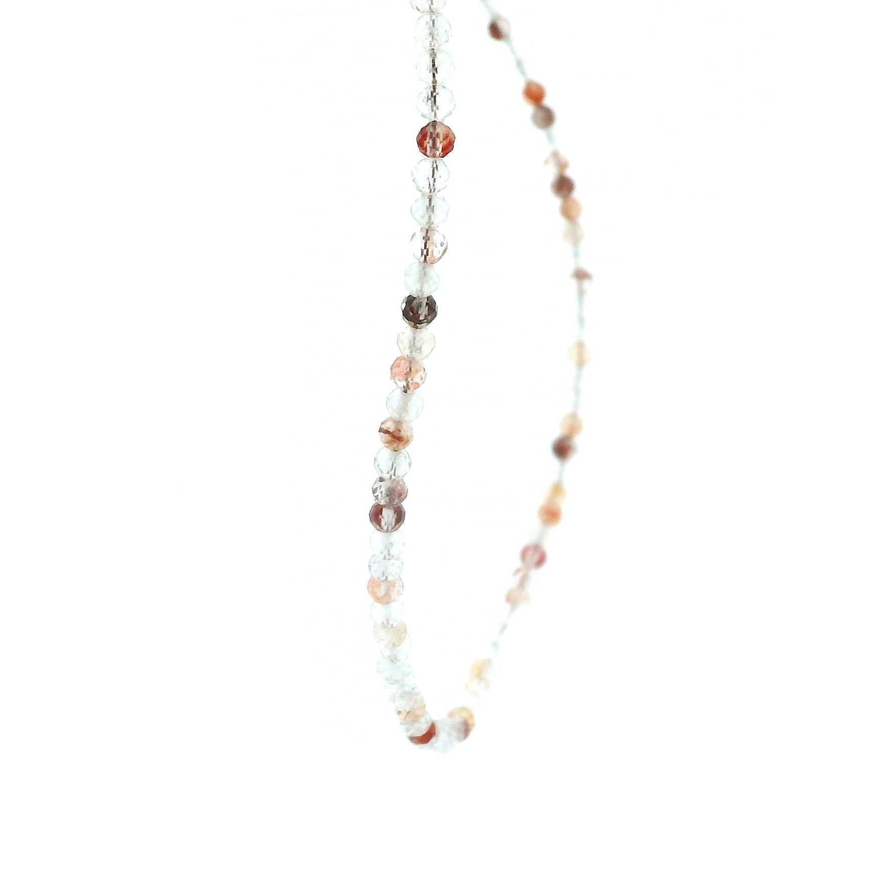 Fire Quartz Micro Faceted Choker/Layering Necklace 925 Silver for Self-Esteem and Protection