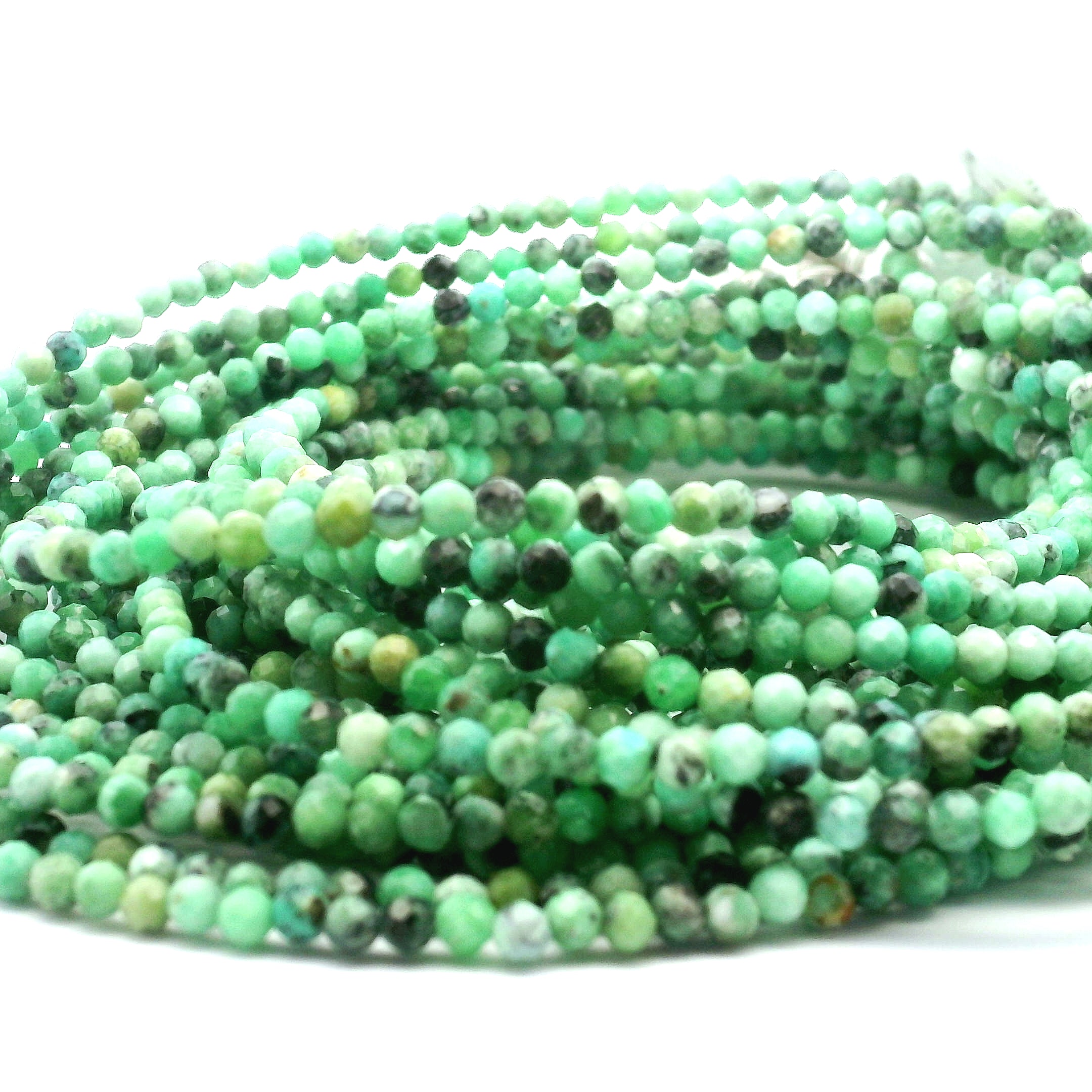 Variscite Micro Faceted Choker/Layering Necklace 925 Silver for Joy and Prosperity