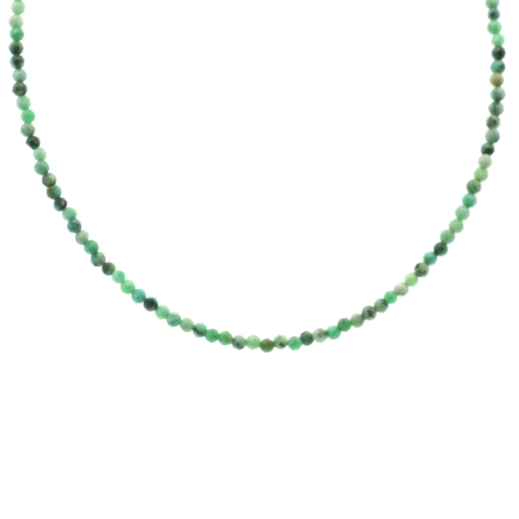 Variscite Micro Faceted Choker/Layering Necklace 925 Silver for Joy and Prosperity