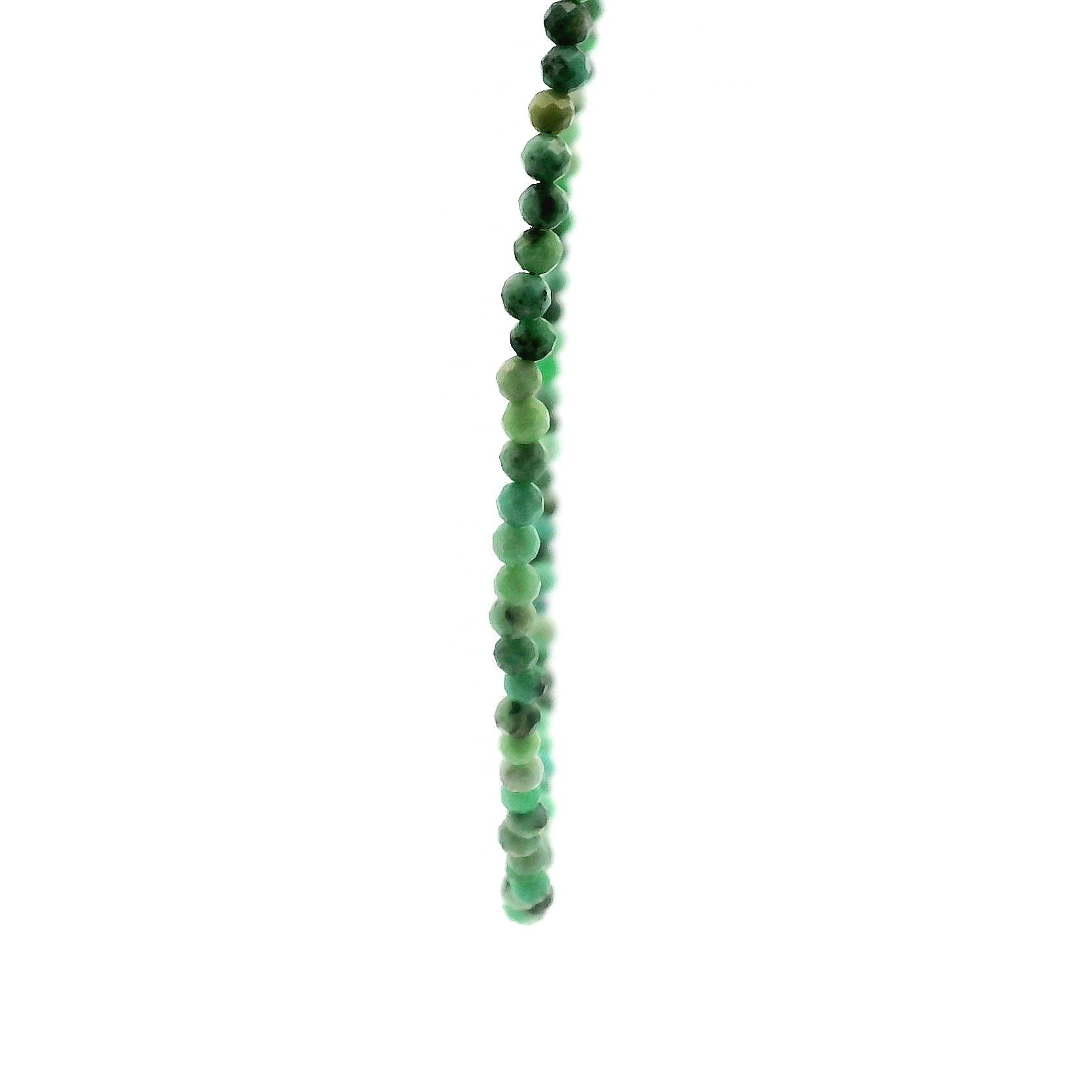 Variscite Micro Faceted Choker/Layering Necklace 925 Silver for Joy and Prosperity