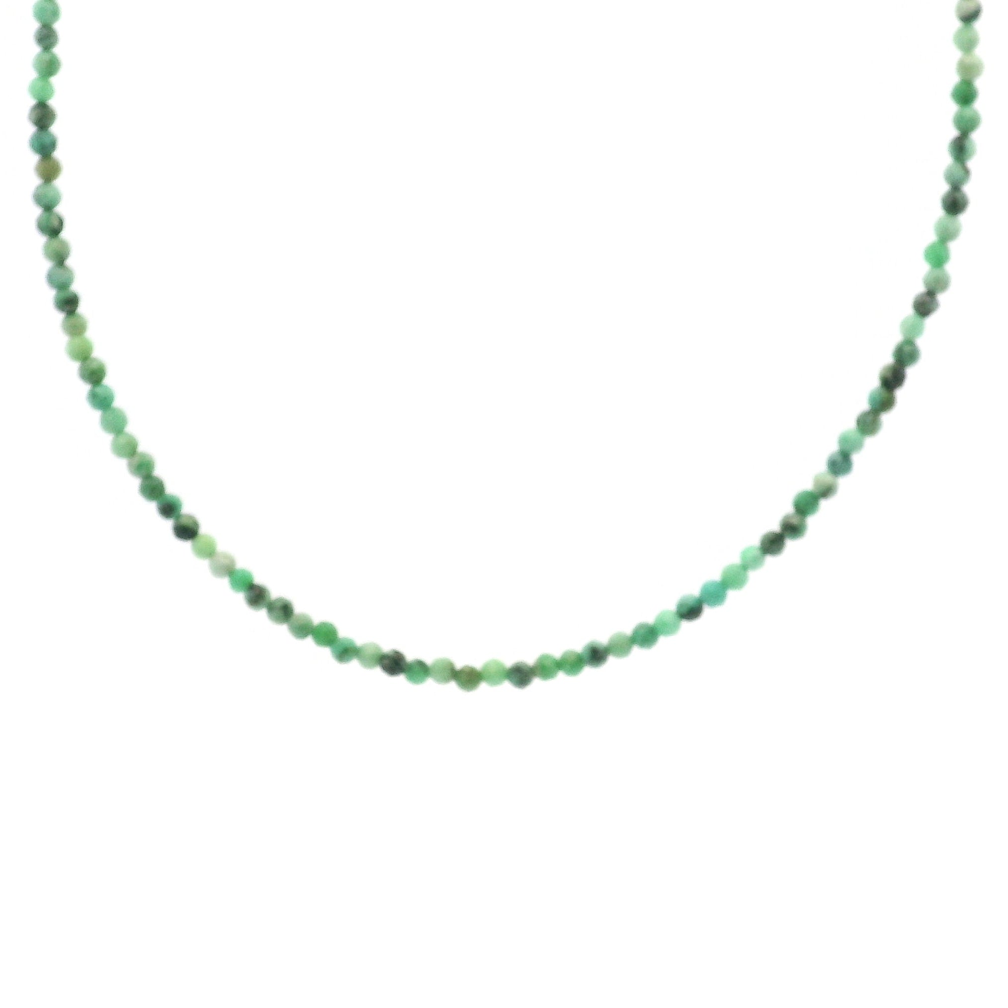 Variscite Micro Faceted Choker/Layering Necklace 925 Silver for Joy and Prosperity