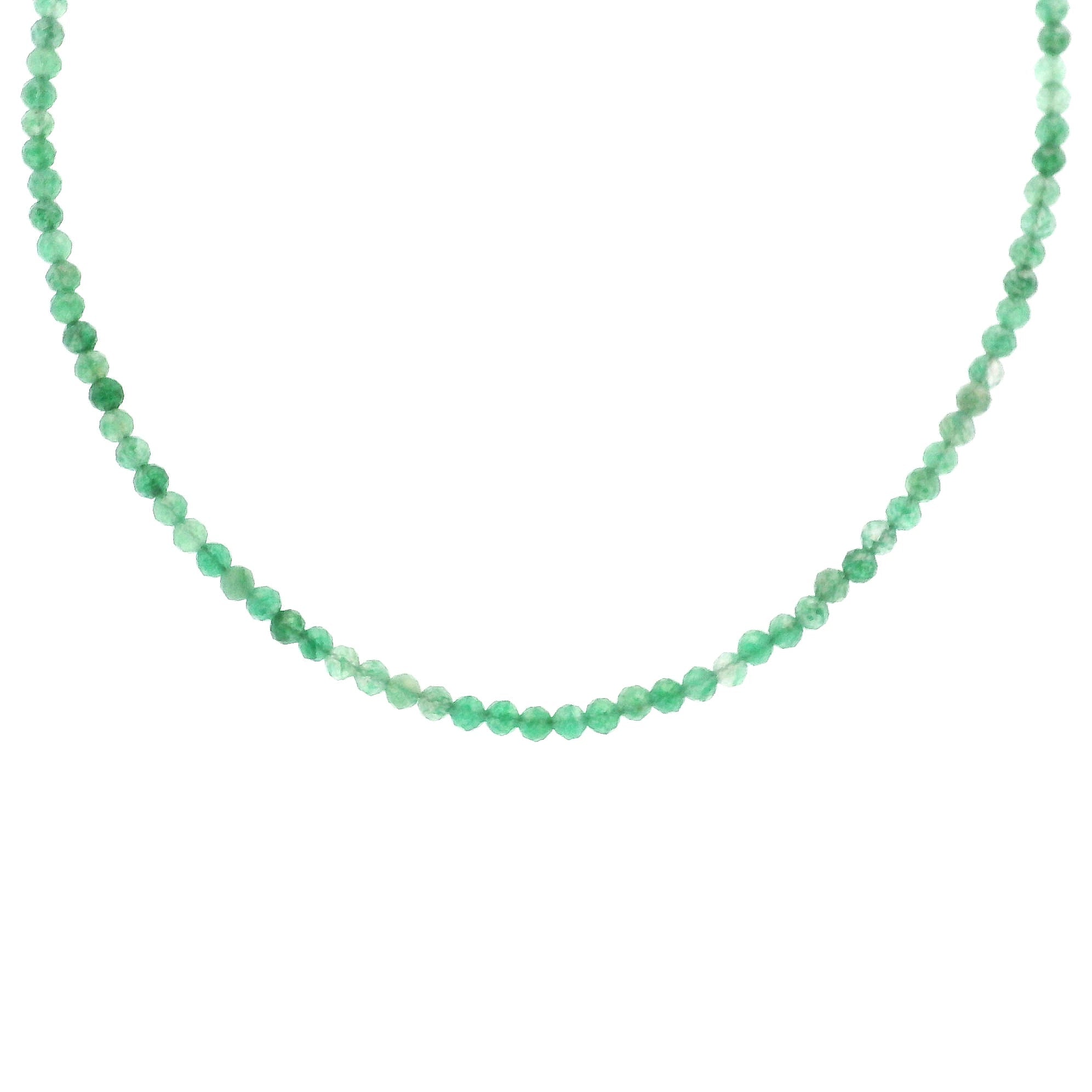 Fuchsite Micro Faceted Choker/Layering Necklace 925 Silver for Harmony and Relaxation