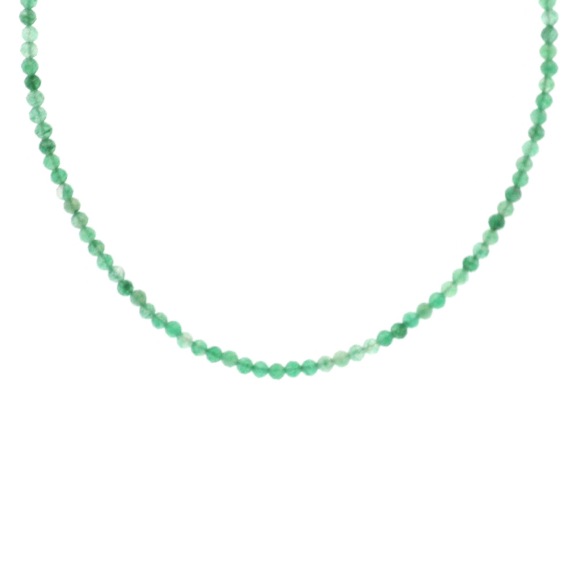 Fuchsite Micro Faceted Choker/Layering Necklace 925 Silver for Harmony and Relaxation