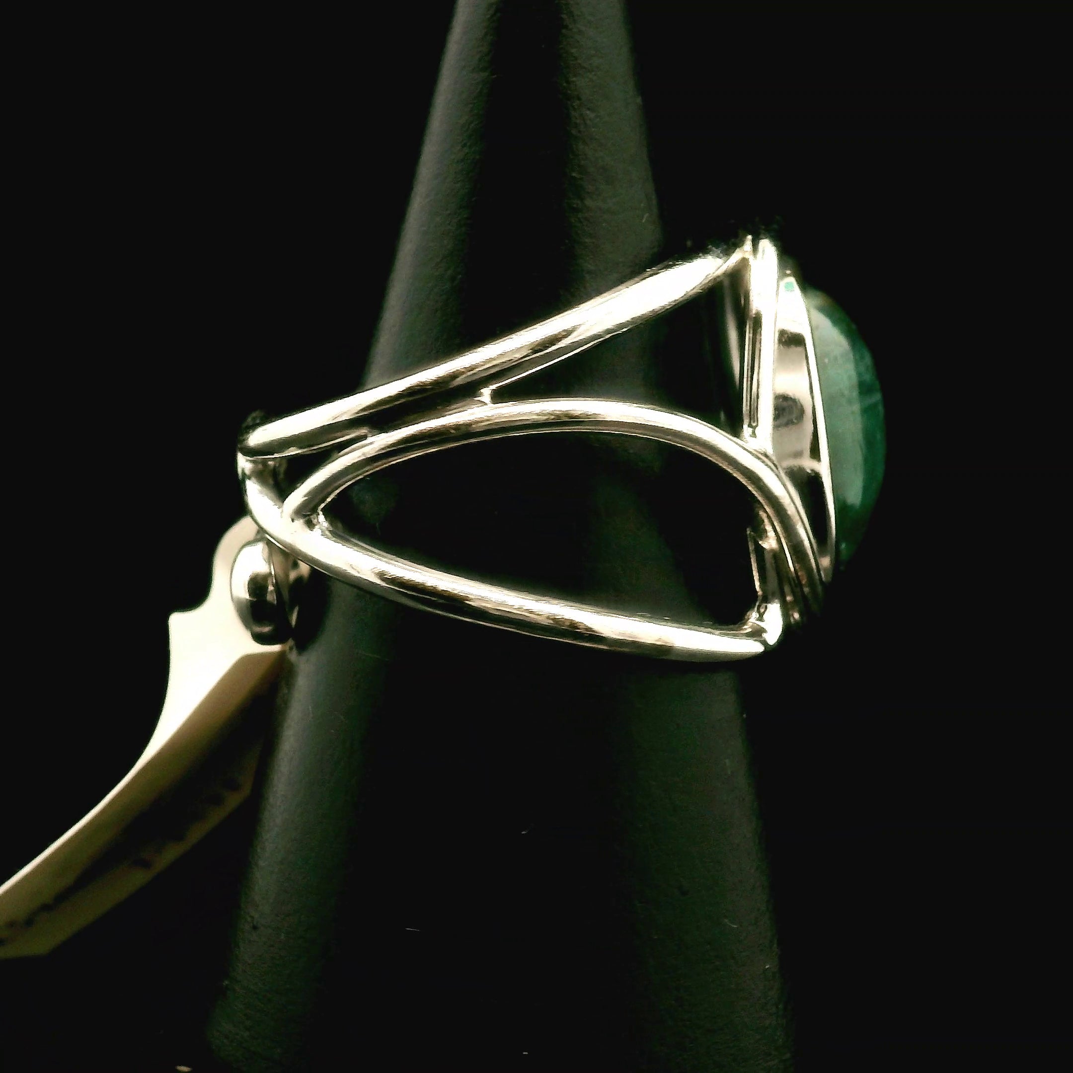 Green Kyanite Cuff Ring .925 Silver for Alignment, Balance and Meditation