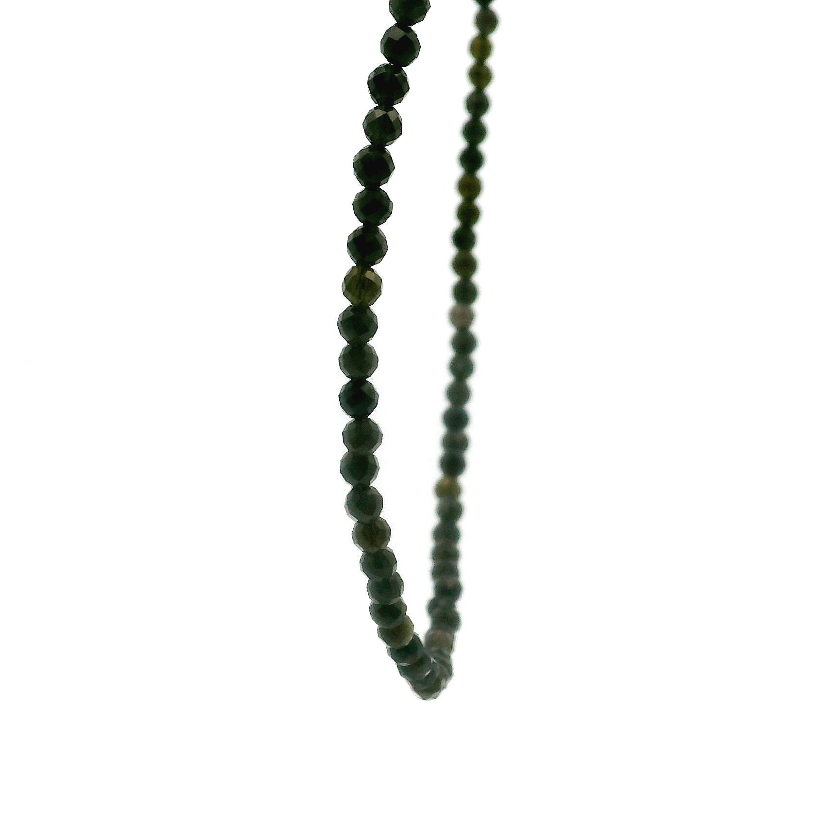 Golden Obsidian Micro Faceted Choker/Layering Necklace 925 Silver for Protection and Strength