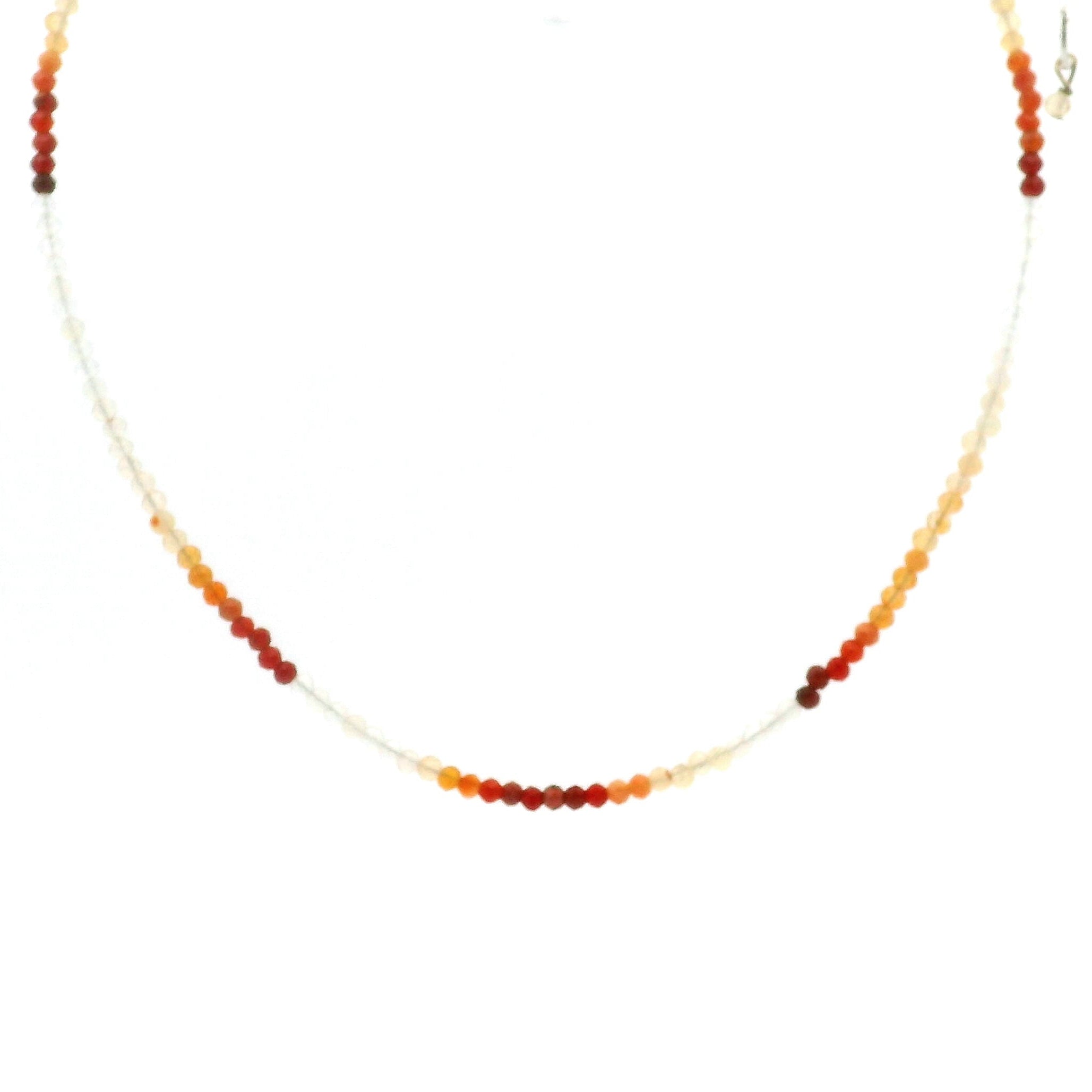 Fire Opal Micro Faceted Necklace 925 Silver for Intimacy and Passion in Relationships