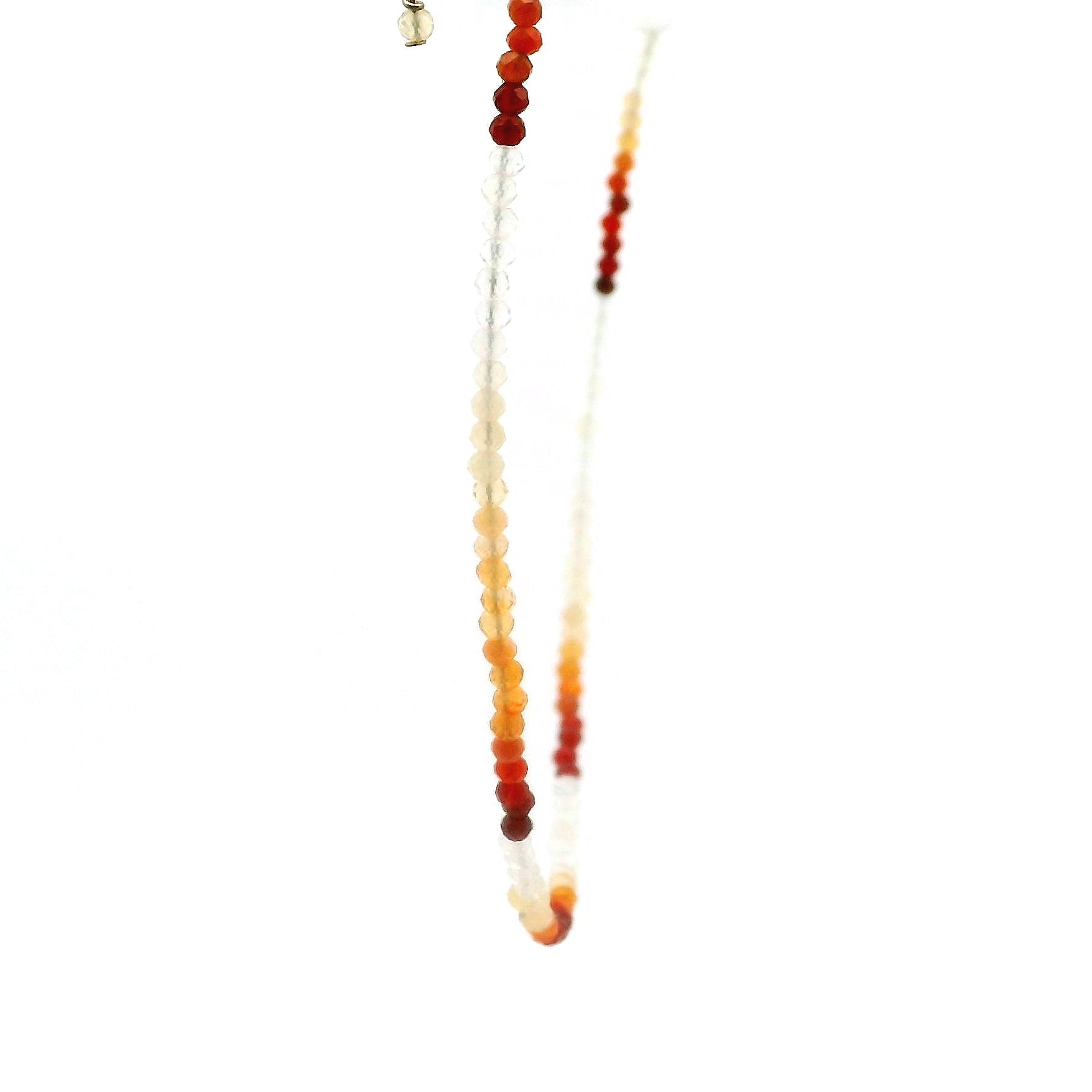 Fire Opal Micro Faceted Necklace 925 Silver for Intimacy and Passion in Relationships