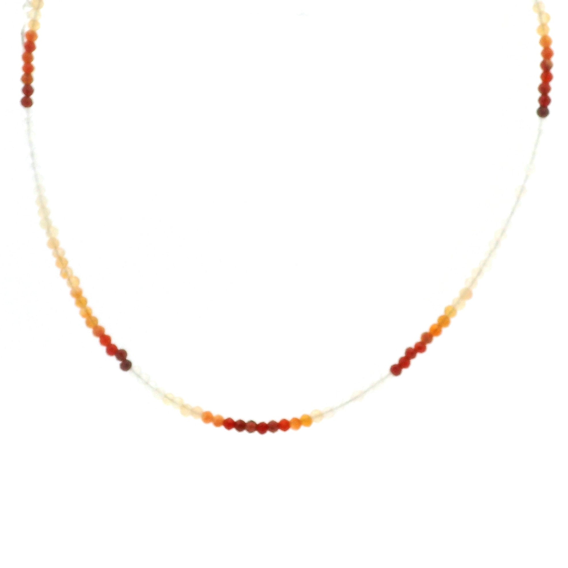 Fire Opal Micro Faceted Necklace 925 Silver for Intimacy and Passion in Relationships