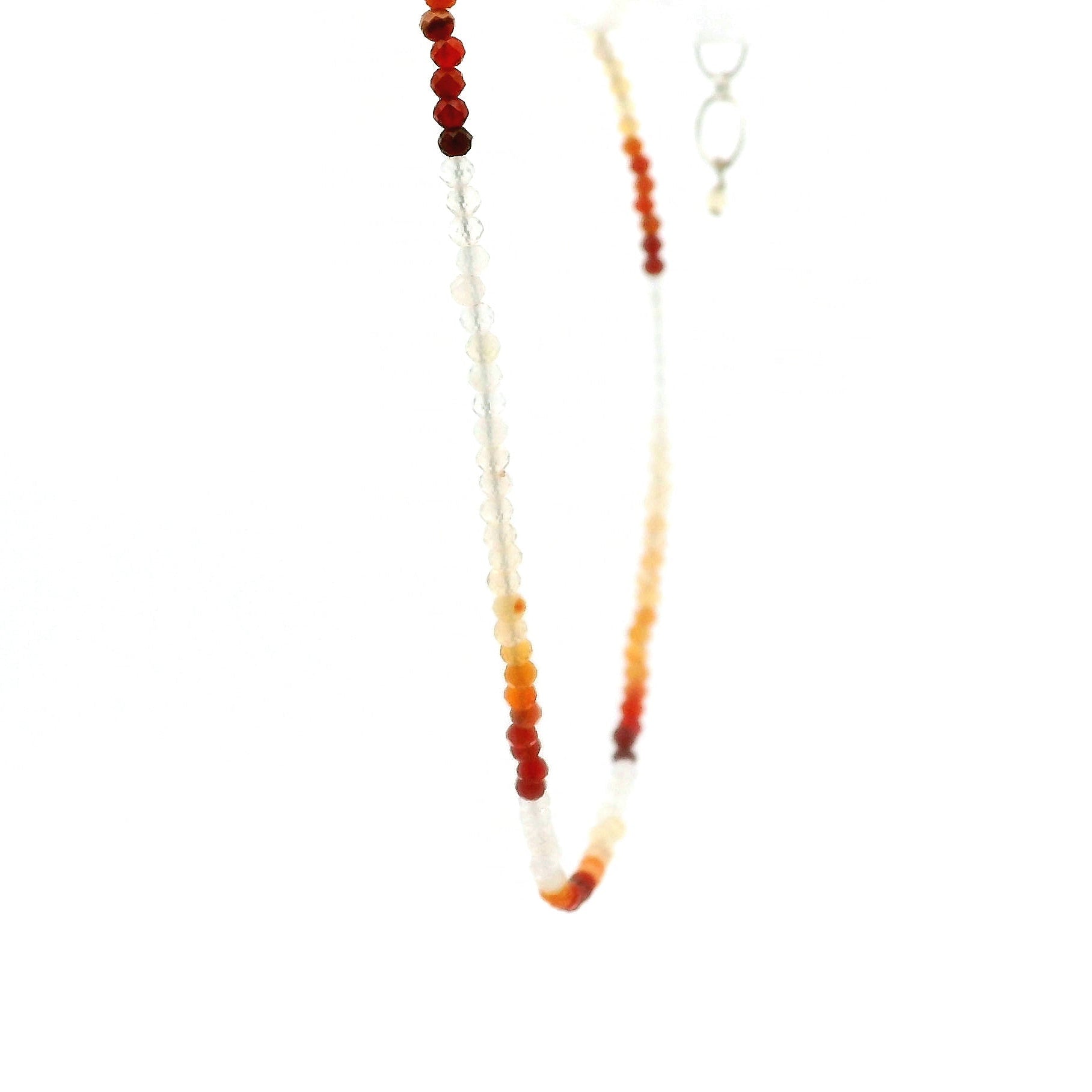 Fire Opal Micro Faceted Necklace 925 Silver for Intimacy and Passion in Relationships