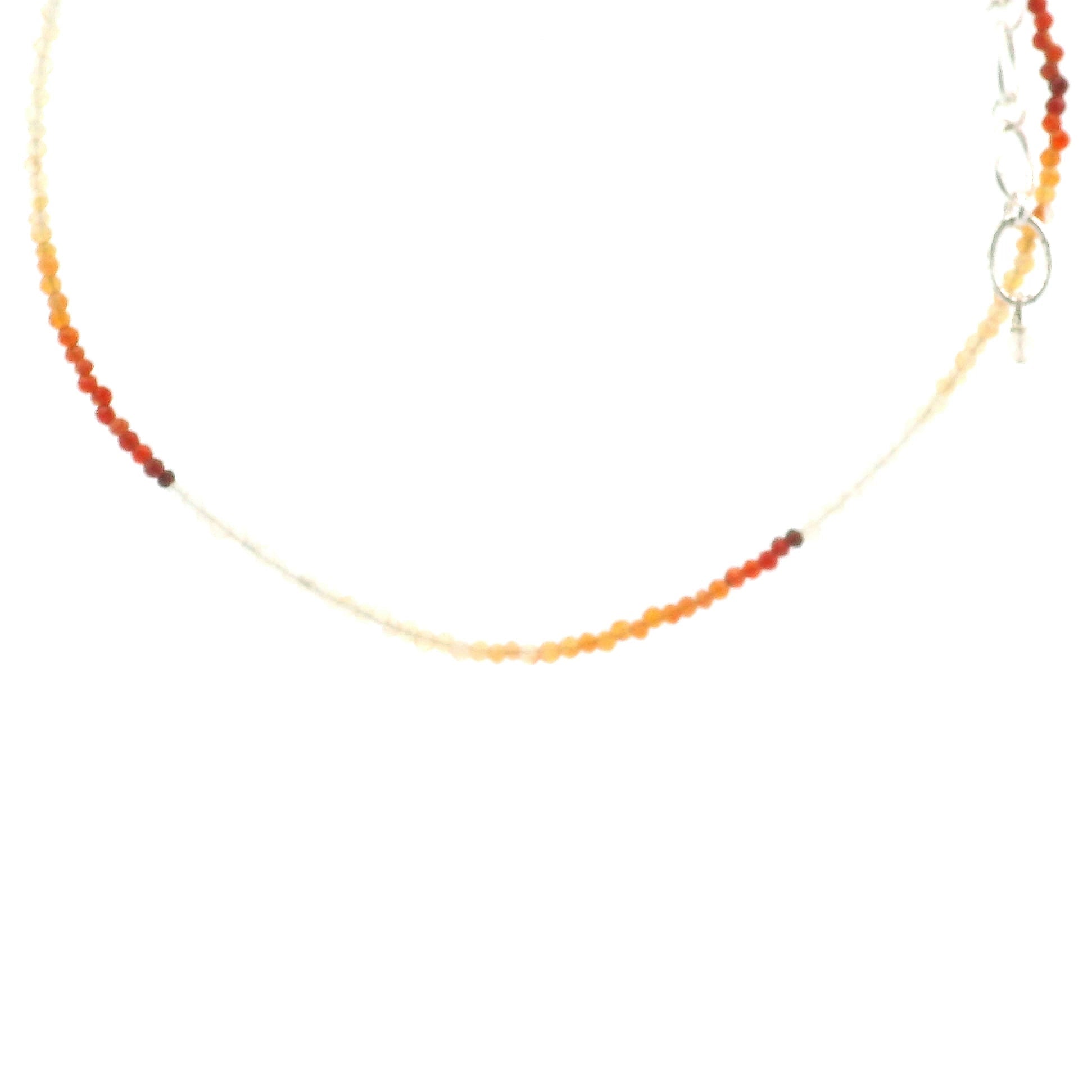 Fire Opal Micro Faceted Necklace 925 Silver for Intimacy and Passion in Relationships
