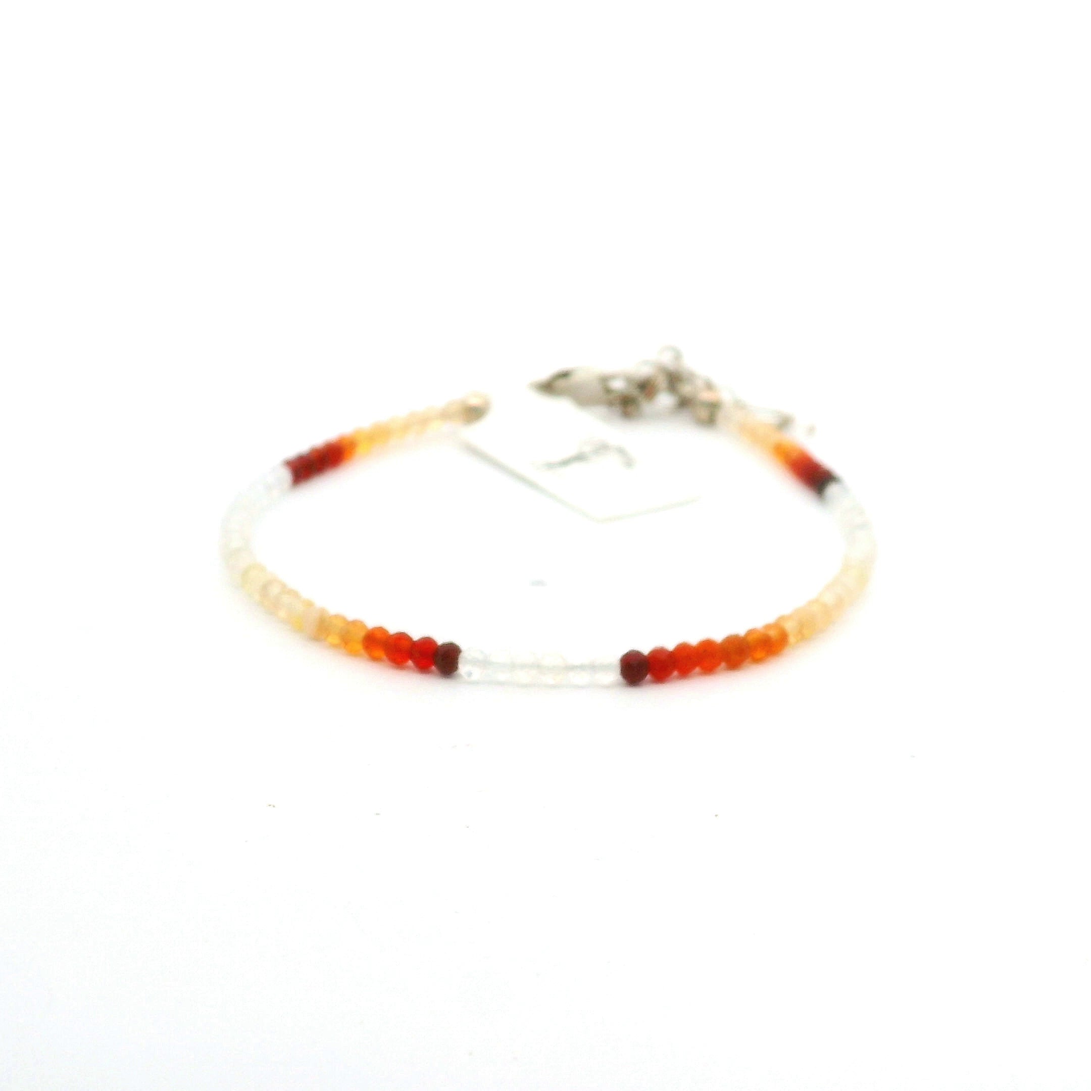 Fire Opal Micro Faceted Bracelet 925 Silver for Intimacy and Passion in Relationships