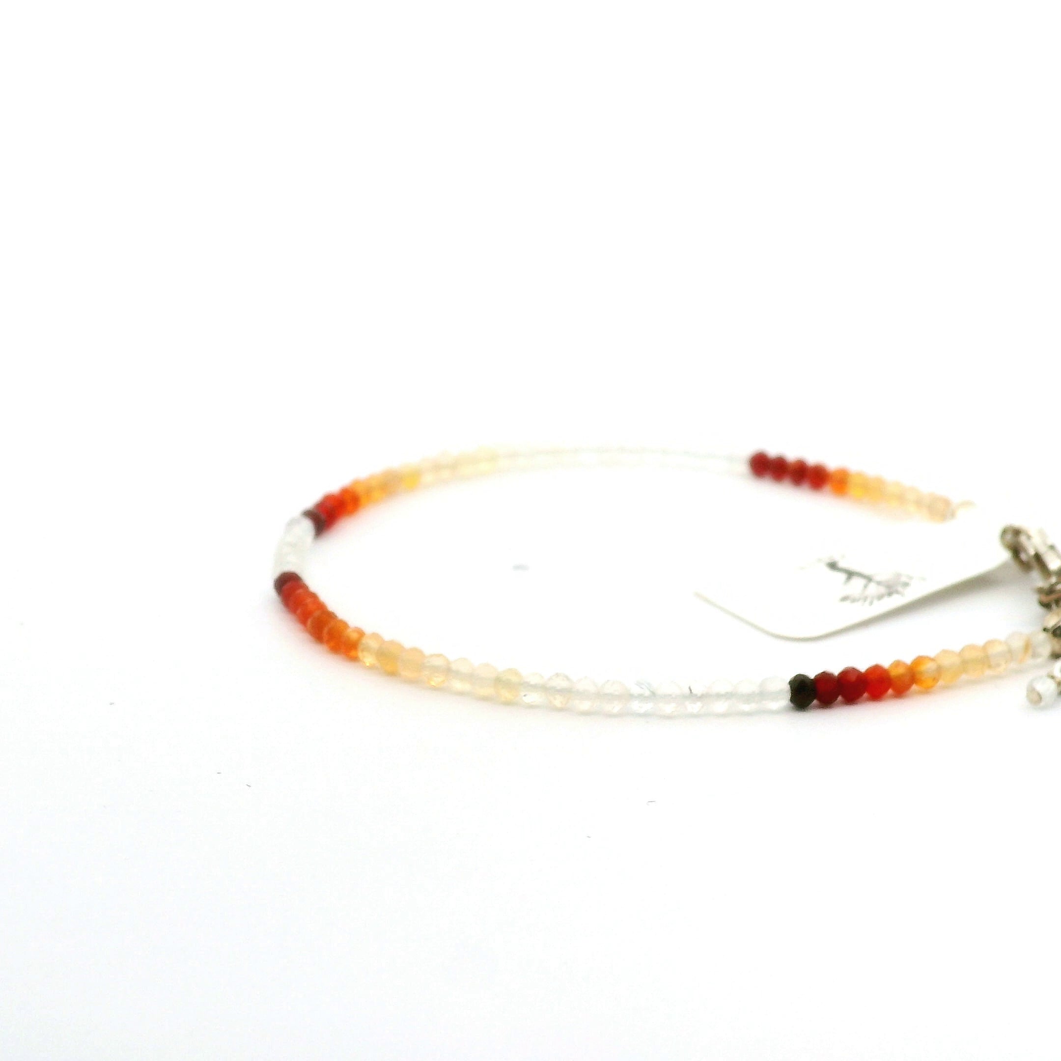 Fire Opal Micro Faceted Bracelet 925 Silver for Intimacy and Passion in Relationships