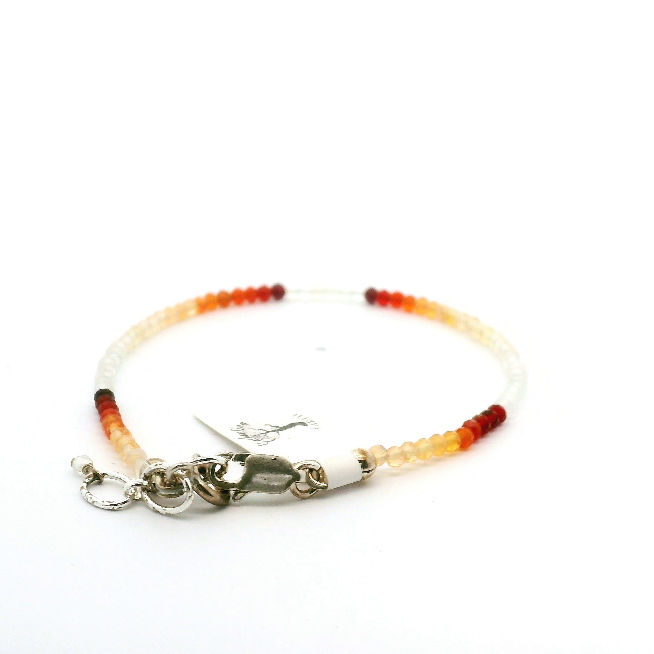 Fire Opal Micro Faceted Bracelet 925 Silver for Intimacy and Passion in Relationships