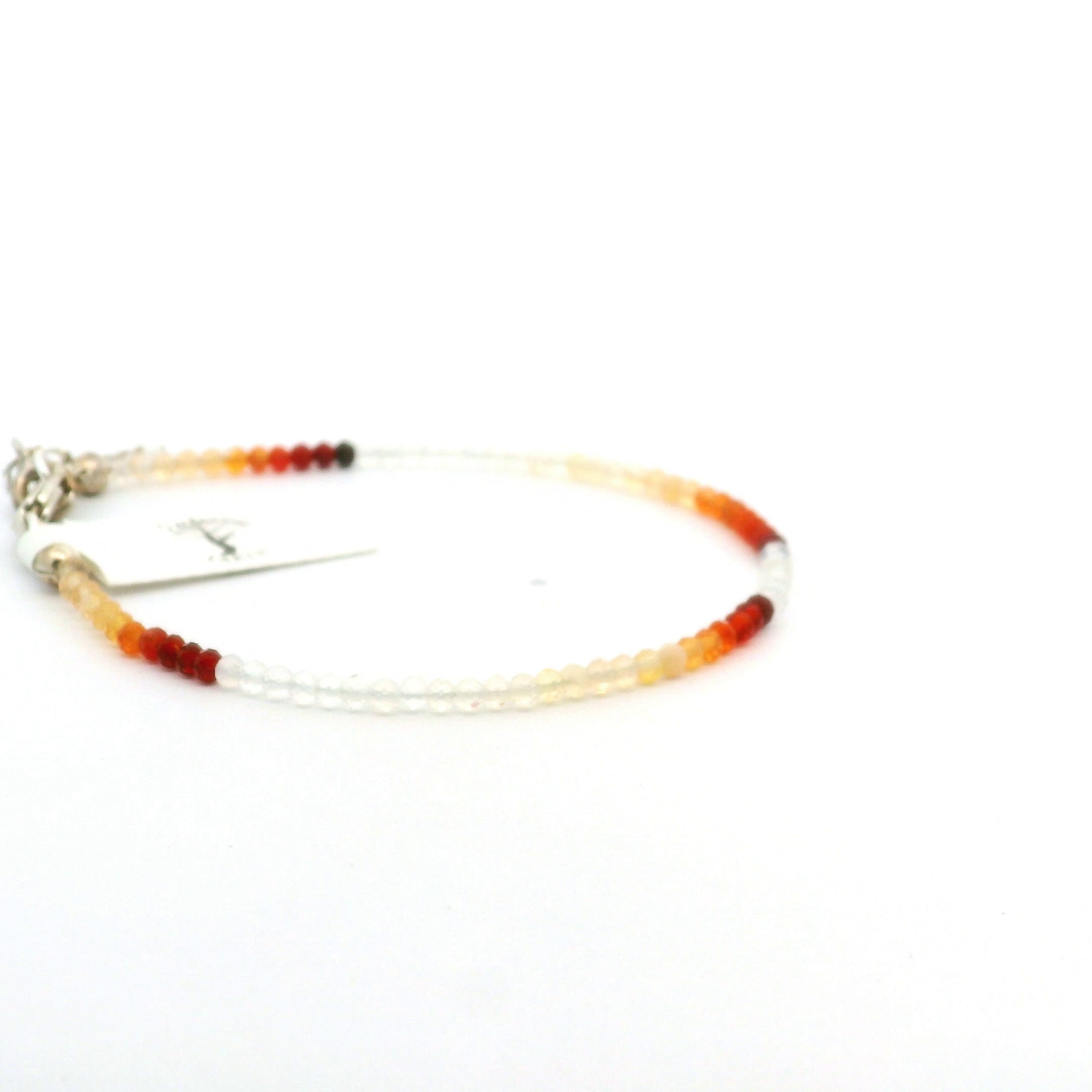 Fire Opal Micro Faceted Bracelet 925 Silver for Intimacy and Passion in Relationships