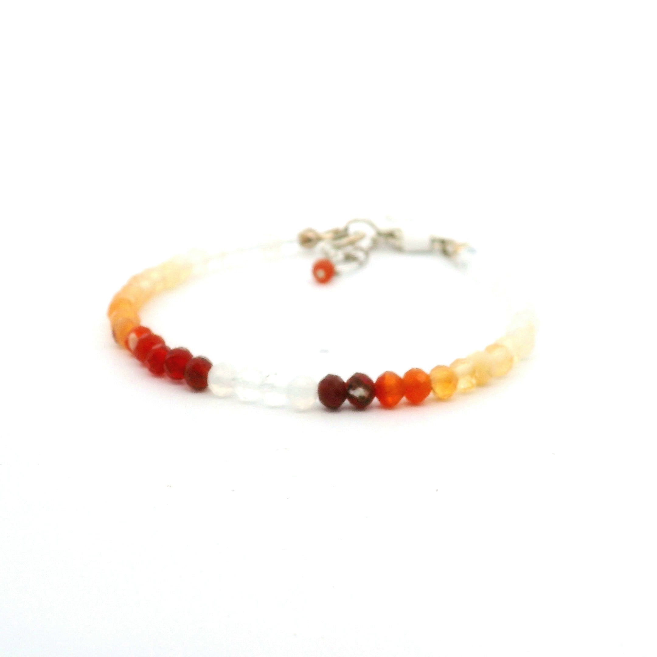 Fire Opal Micro Faceted Bracelet 925 Silver for Intimacy and Passion in Relationships