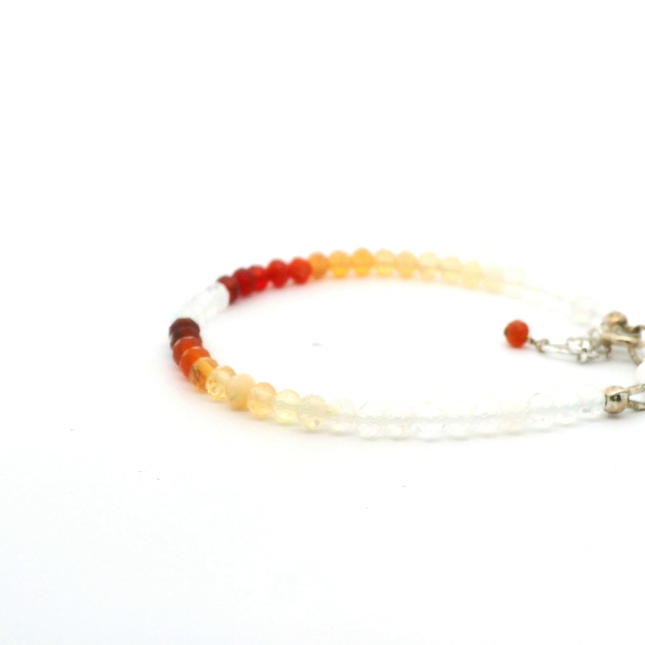 Fire Opal Micro Faceted Bracelet 925 Silver for Intimacy and Passion in Relationships