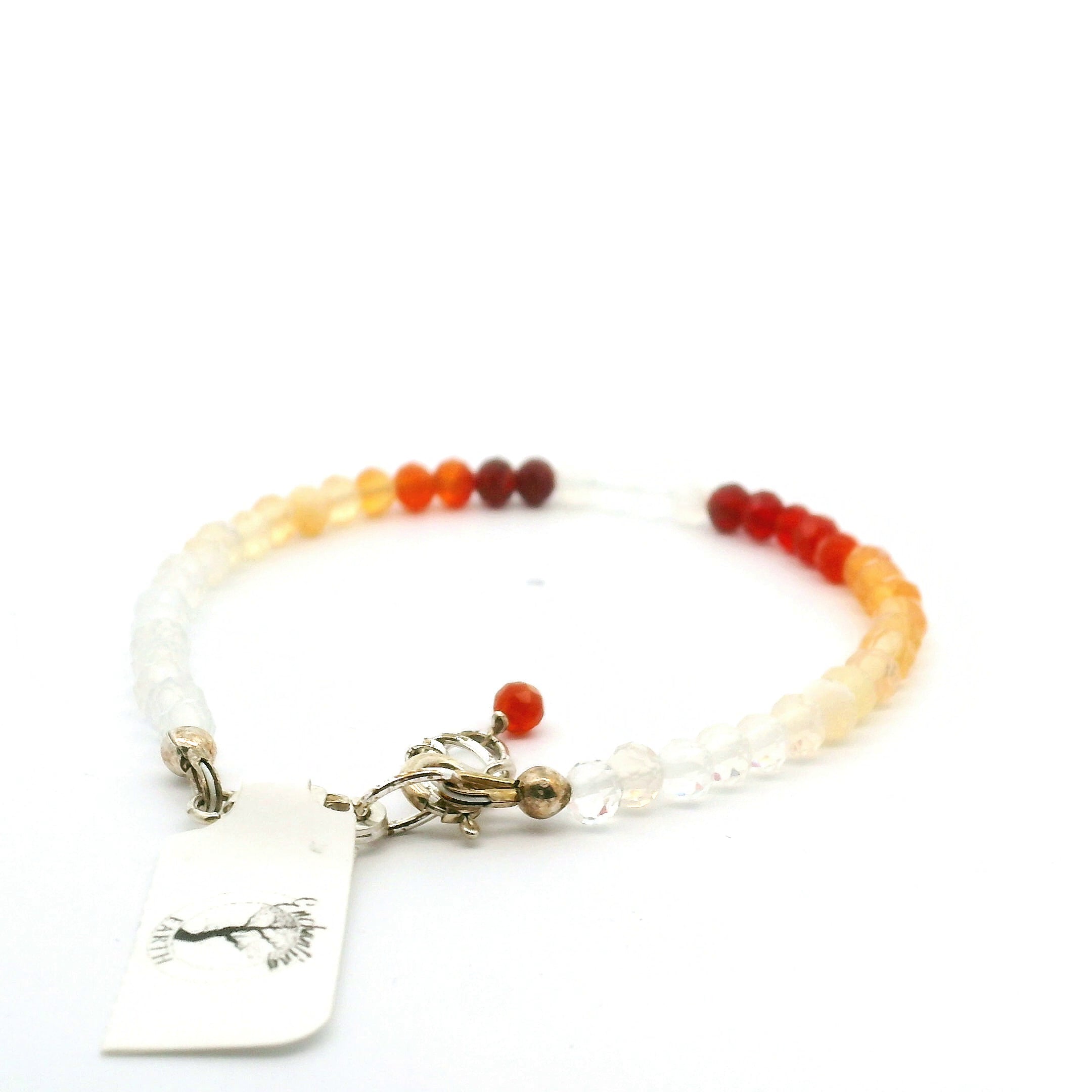Fire Opal Micro Faceted Bracelet 925 Silver for Intimacy and Passion in Relationships