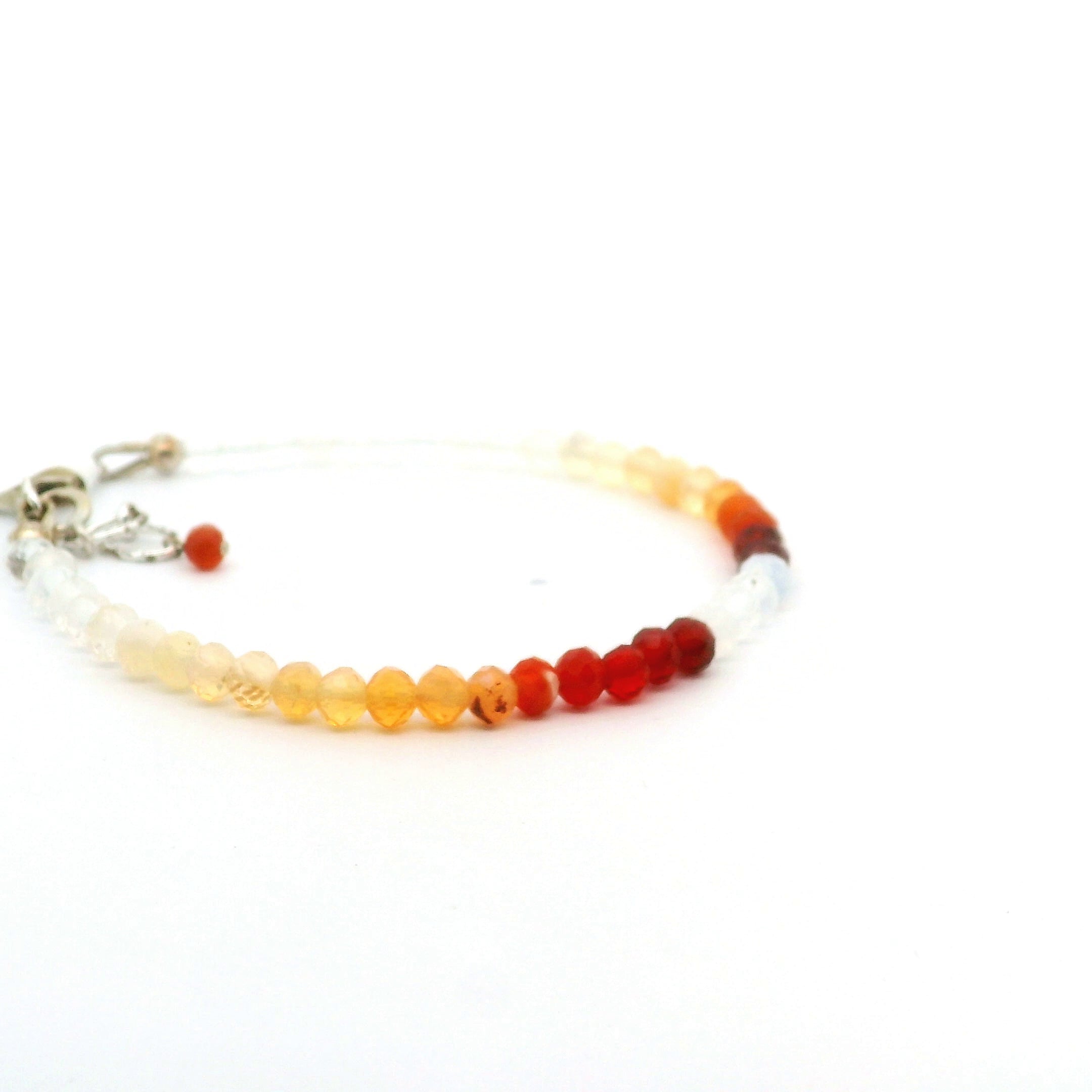 Fire Opal Micro Faceted Bracelet 925 Silver for Intimacy and Passion in Relationships