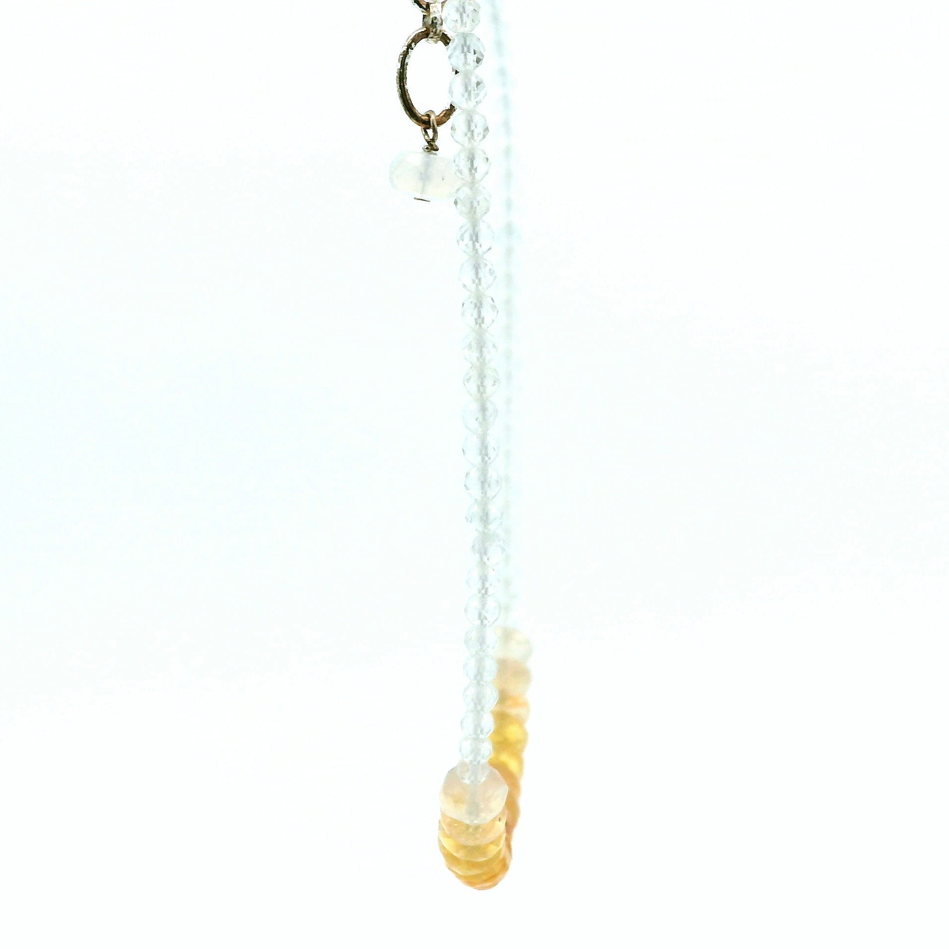 Fire Opal & White Topaz Micro Faceted Necklace 925 Silver for Passion and Intimacy