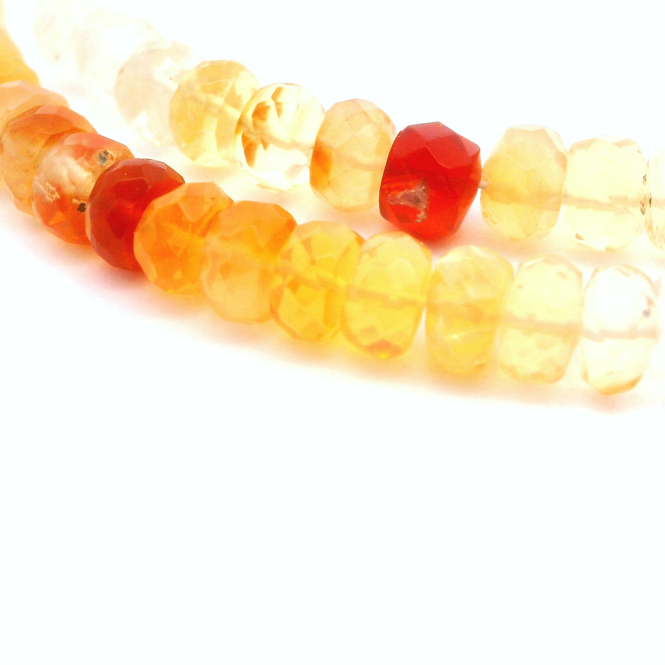 Fire Opal & White Topaz Micro Faceted Necklace 925 Silver for Passion and Intimacy