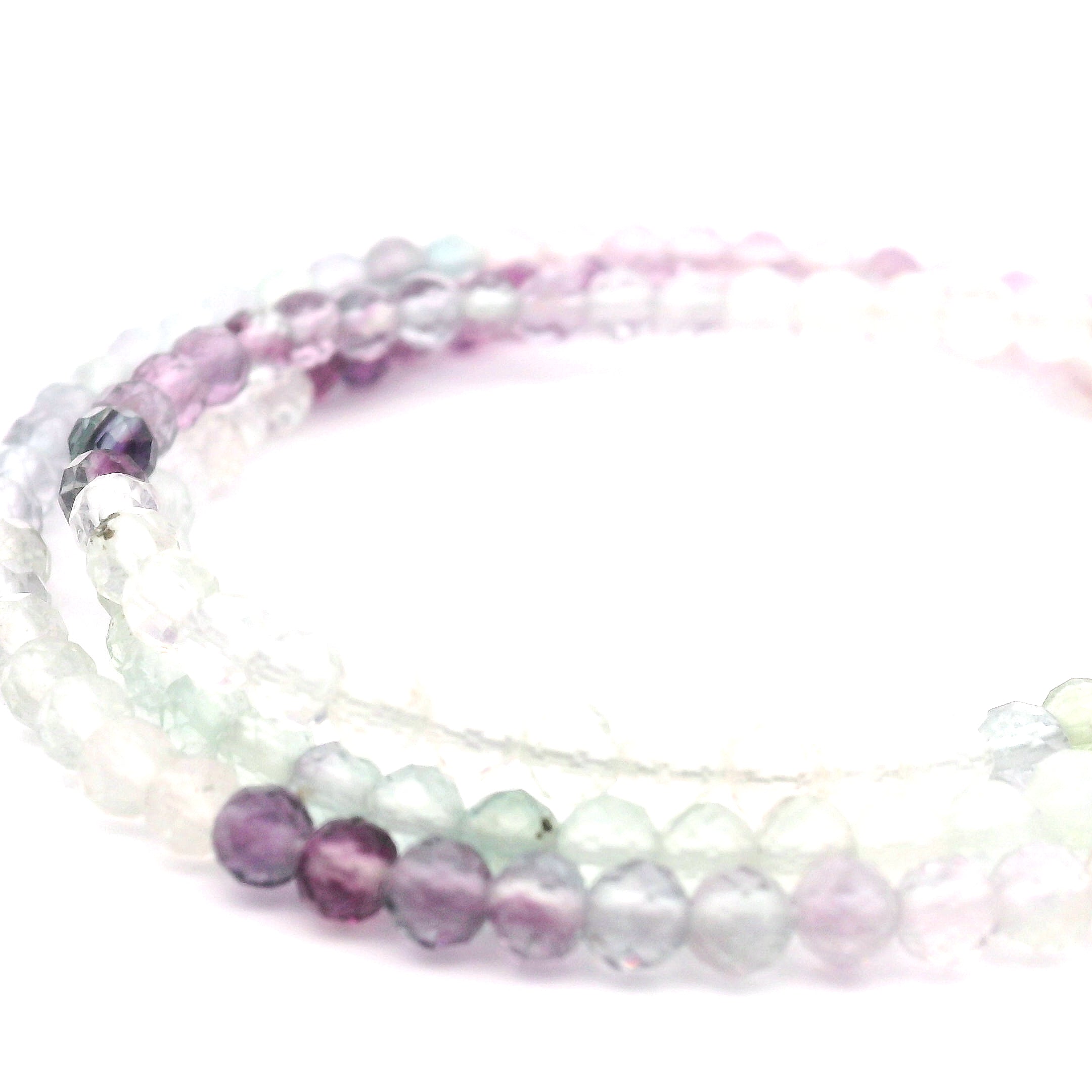 Rainbow Fluorite Micro Faceted Choker/Layering Necklace for Clarity, Focus and Memorization