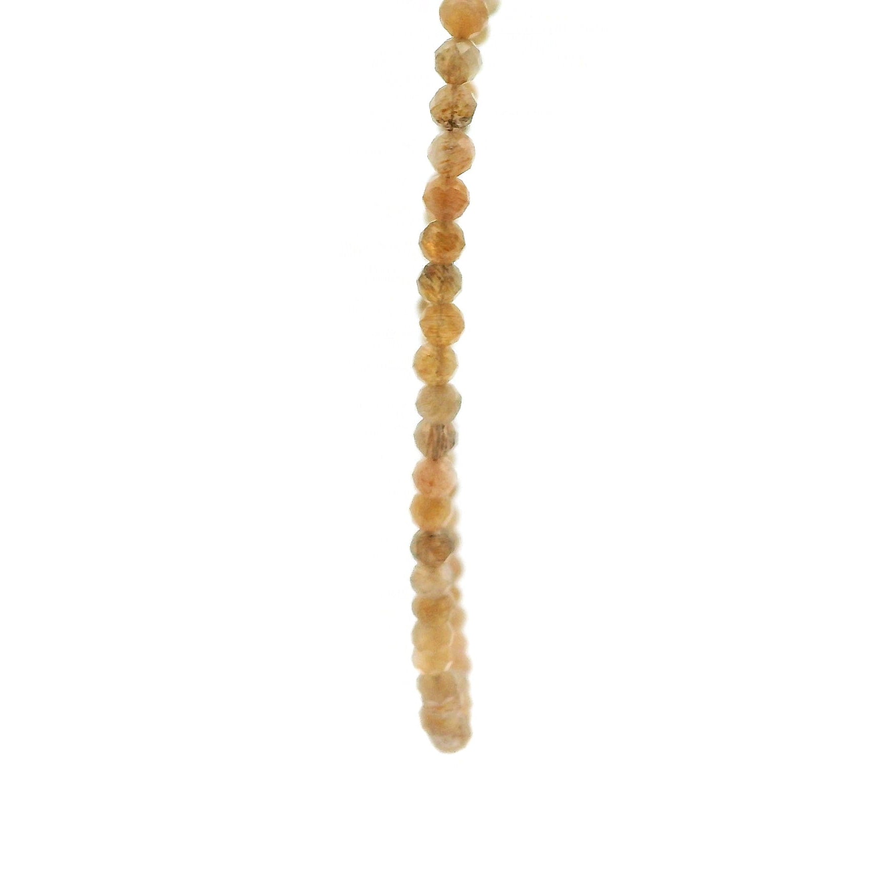 Peach Moonstone & Sunstone Micro Faceted Choker/Layering Necklace 925 Silver for Confidence and Vitality