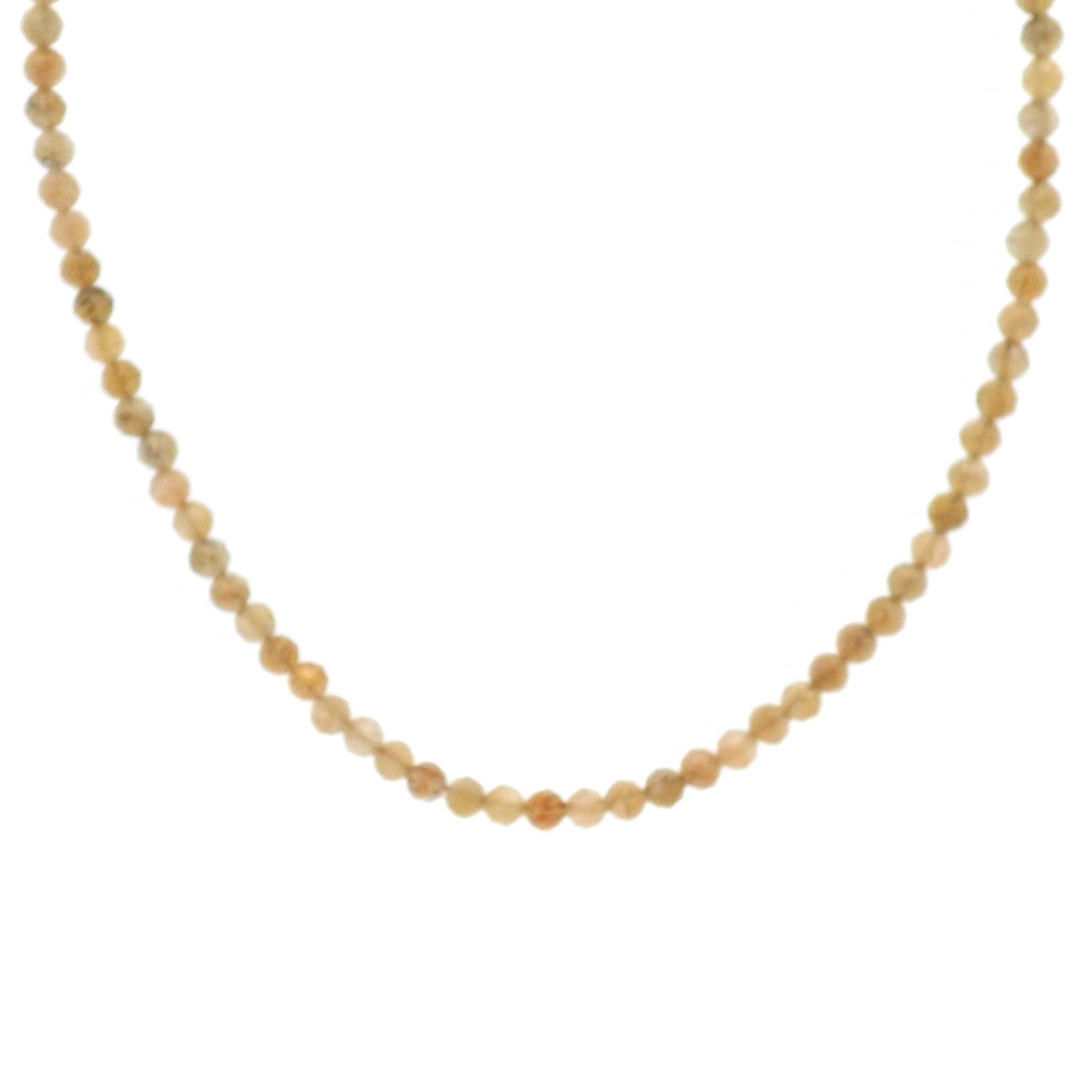 Peach Moonstone & Sunstone Micro Faceted Choker/Layering Necklace 925 Silver for Confidence and Vitality
