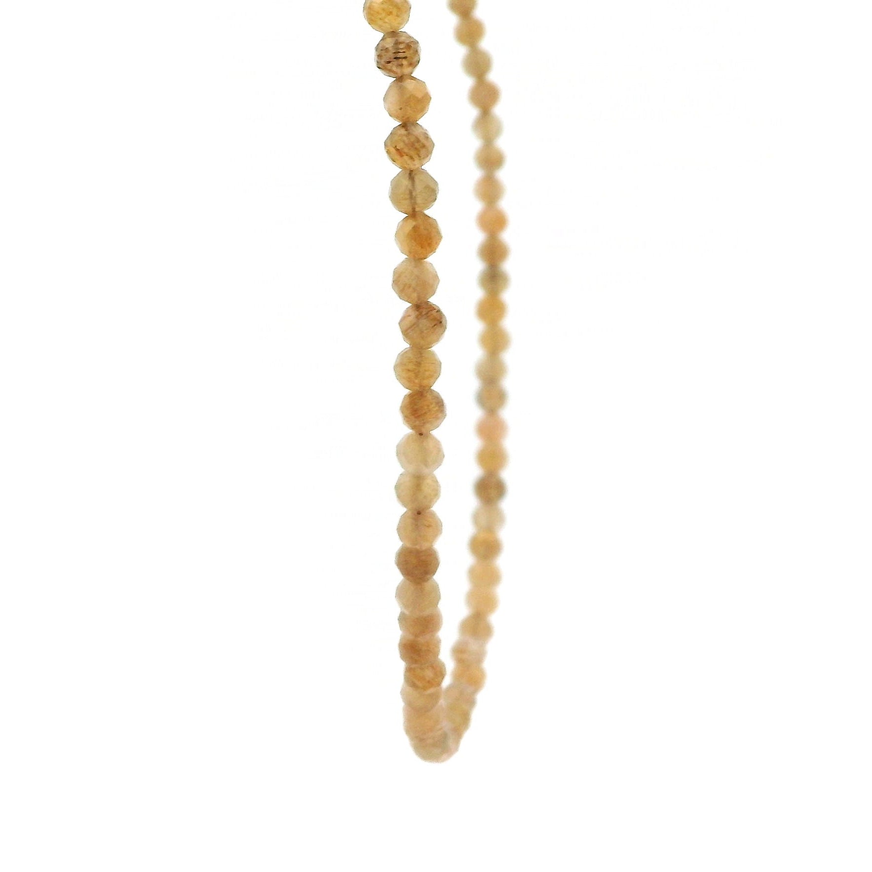 Peach Moonstone & Sunstone Micro Faceted Choker/Layering Necklace 925 Silver for Confidence and Vitality