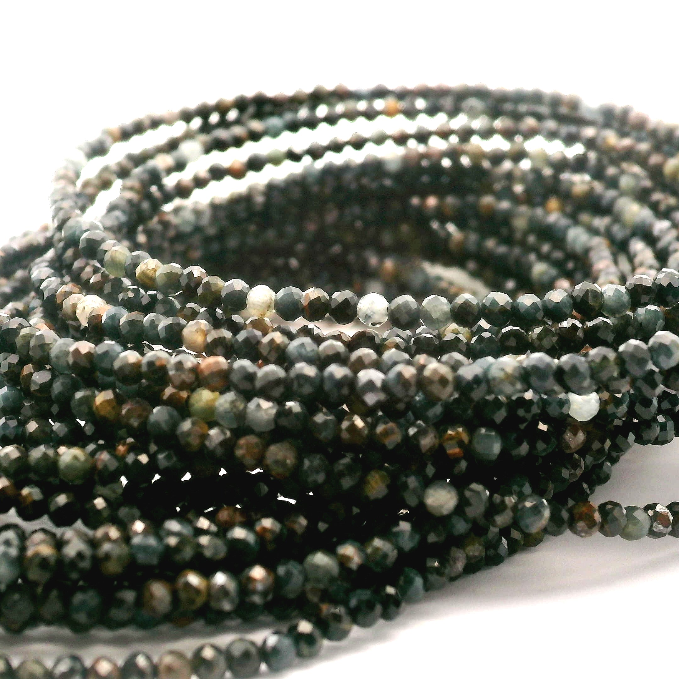 Blue Tiger Eye Micro Faceted Choker/Layering Necklace 925 Silver for Strength and Trusting Your Journey