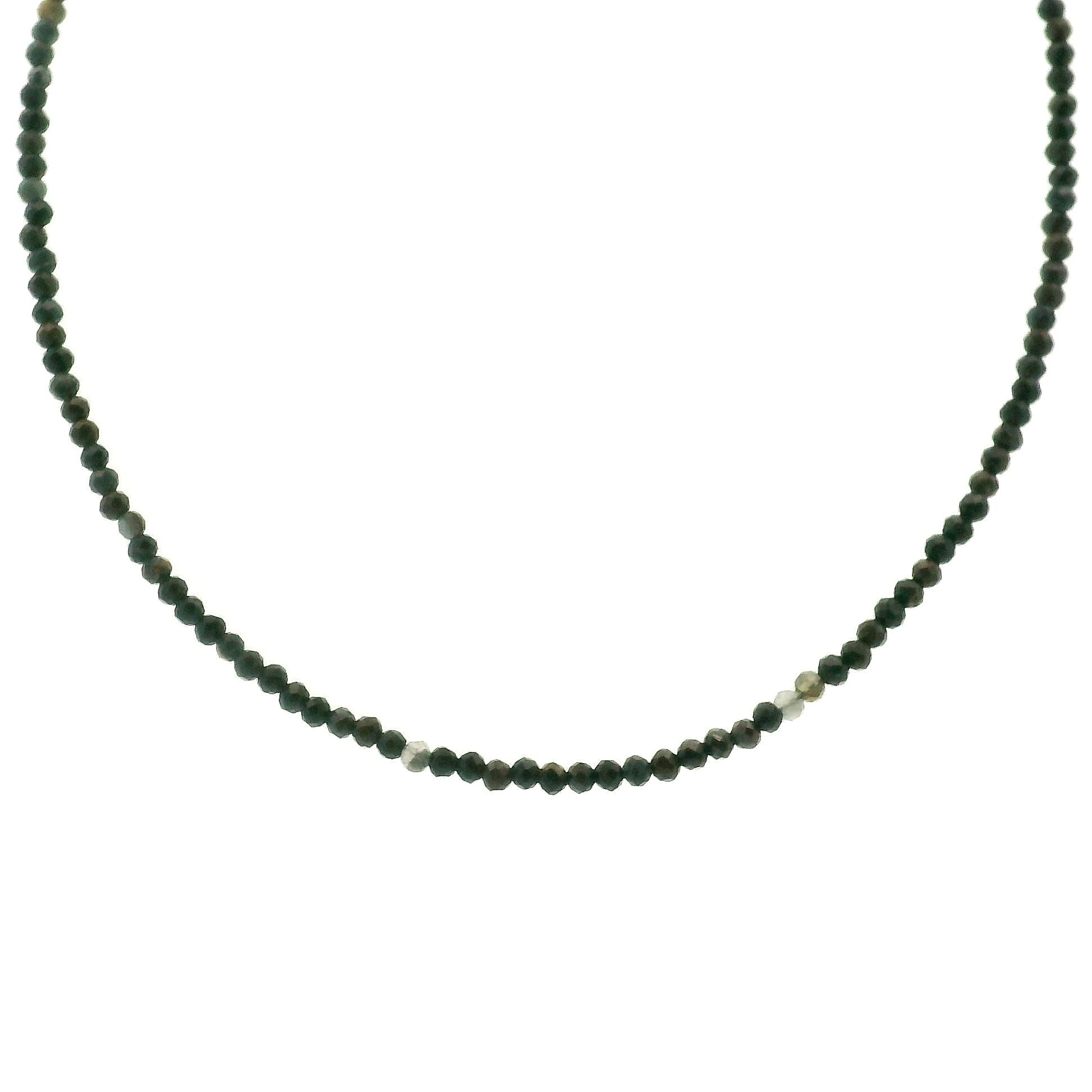 Blue Tiger Eye Micro Faceted Choker/Layering Necklace 925 Silver for Strength and Trusting Your Journey