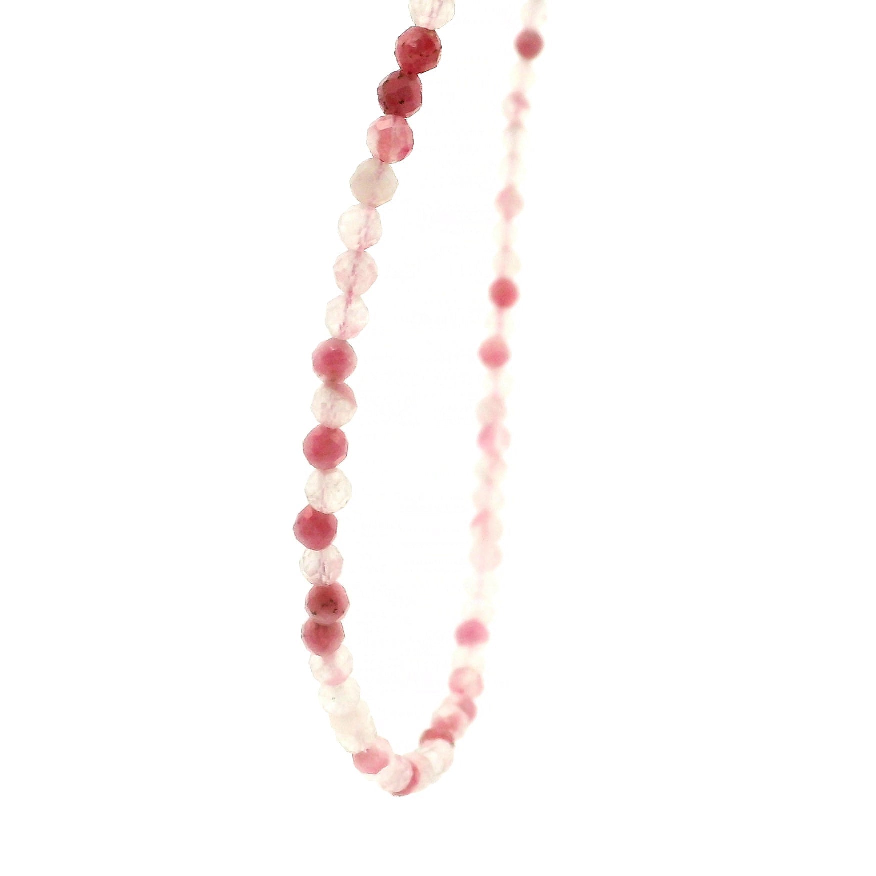 Rhodonite in Quartz Micro Faceted Choker/Layering Necklace 925 Silver for Emotional and Trauma Healing