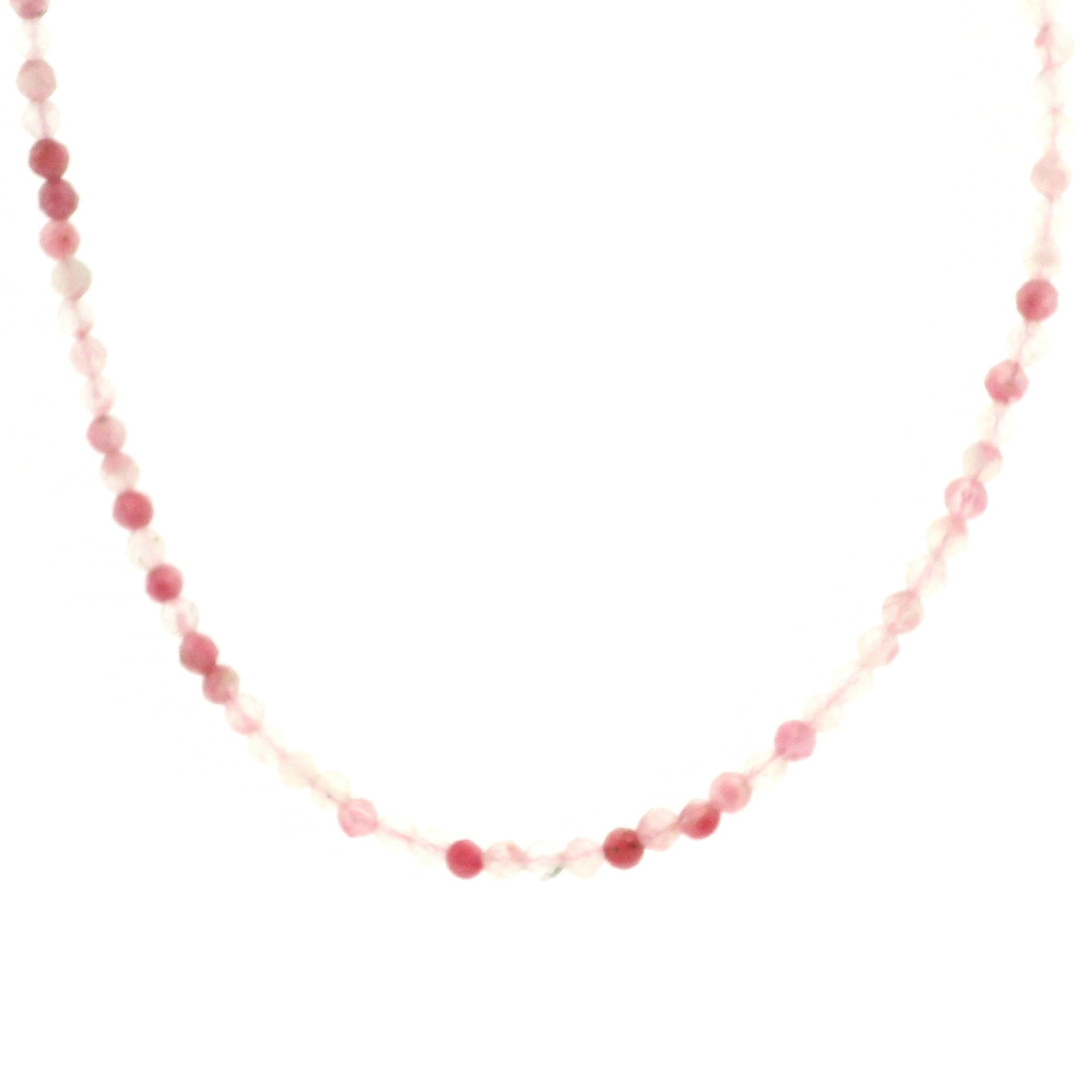 Rhodonite in Quartz Micro Faceted Choker/Layering Necklace 925 Silver for Emotional and Trauma Healing